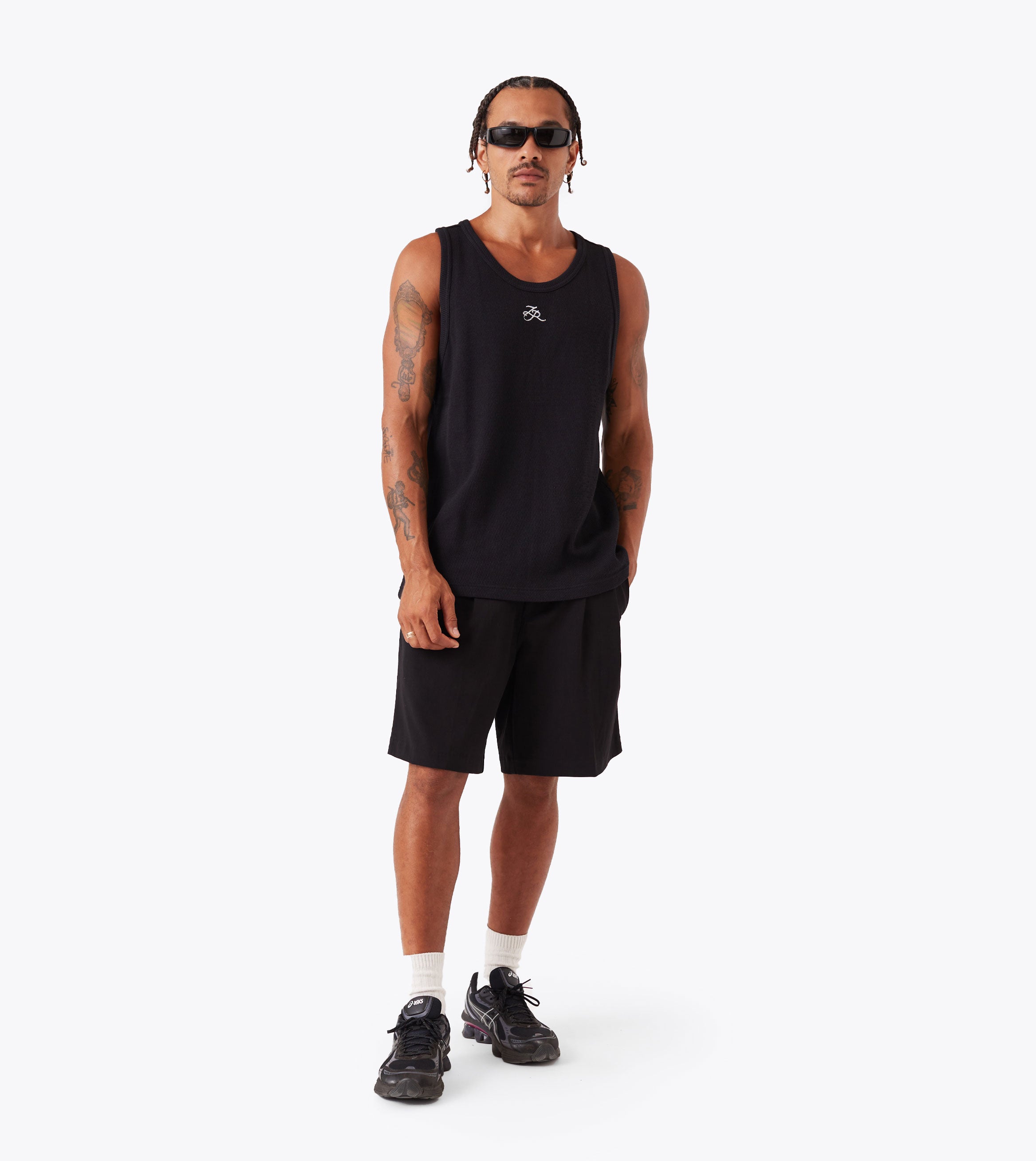 Waffle Tank Black
