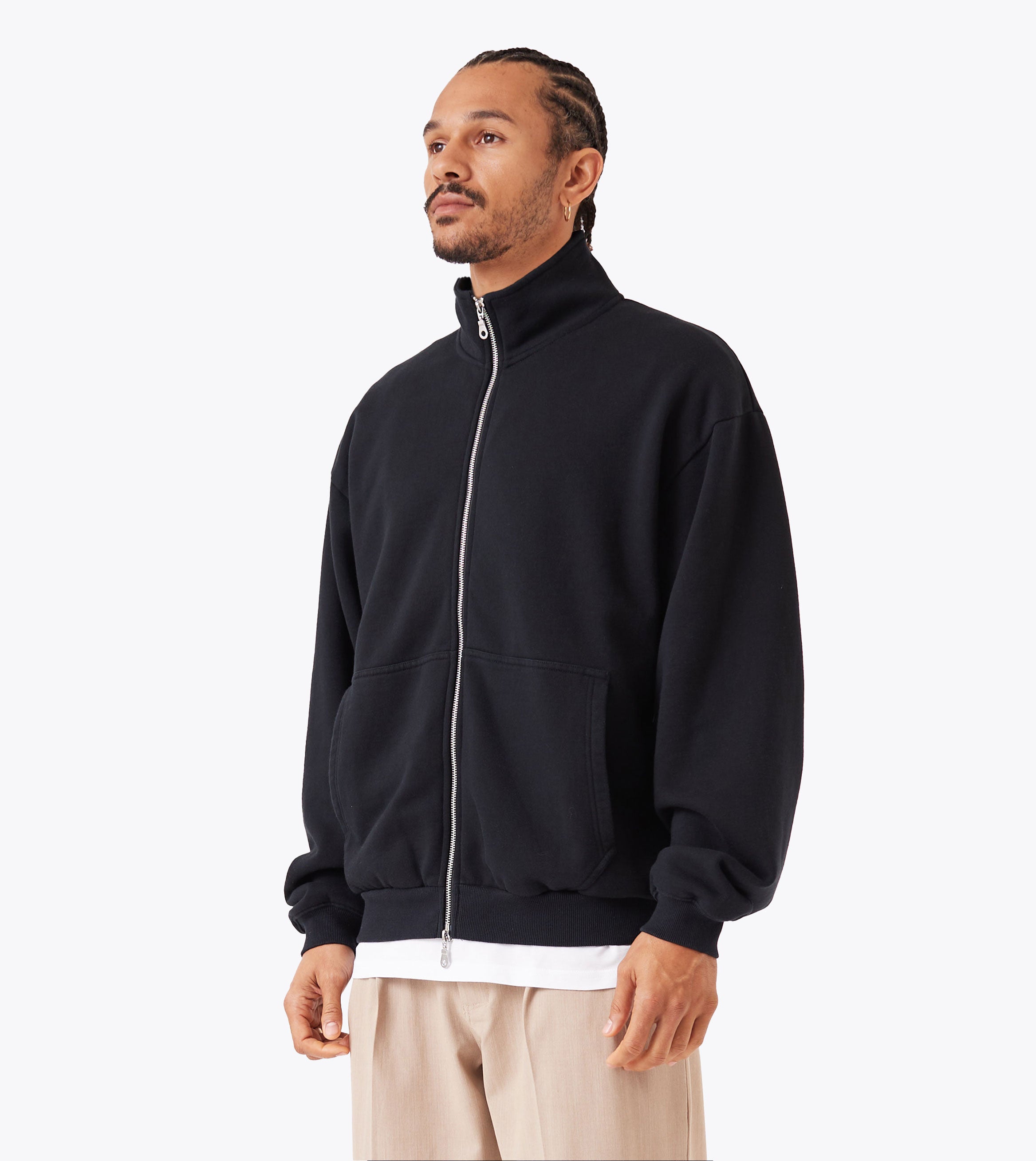 Zip Funnel Sweat Black