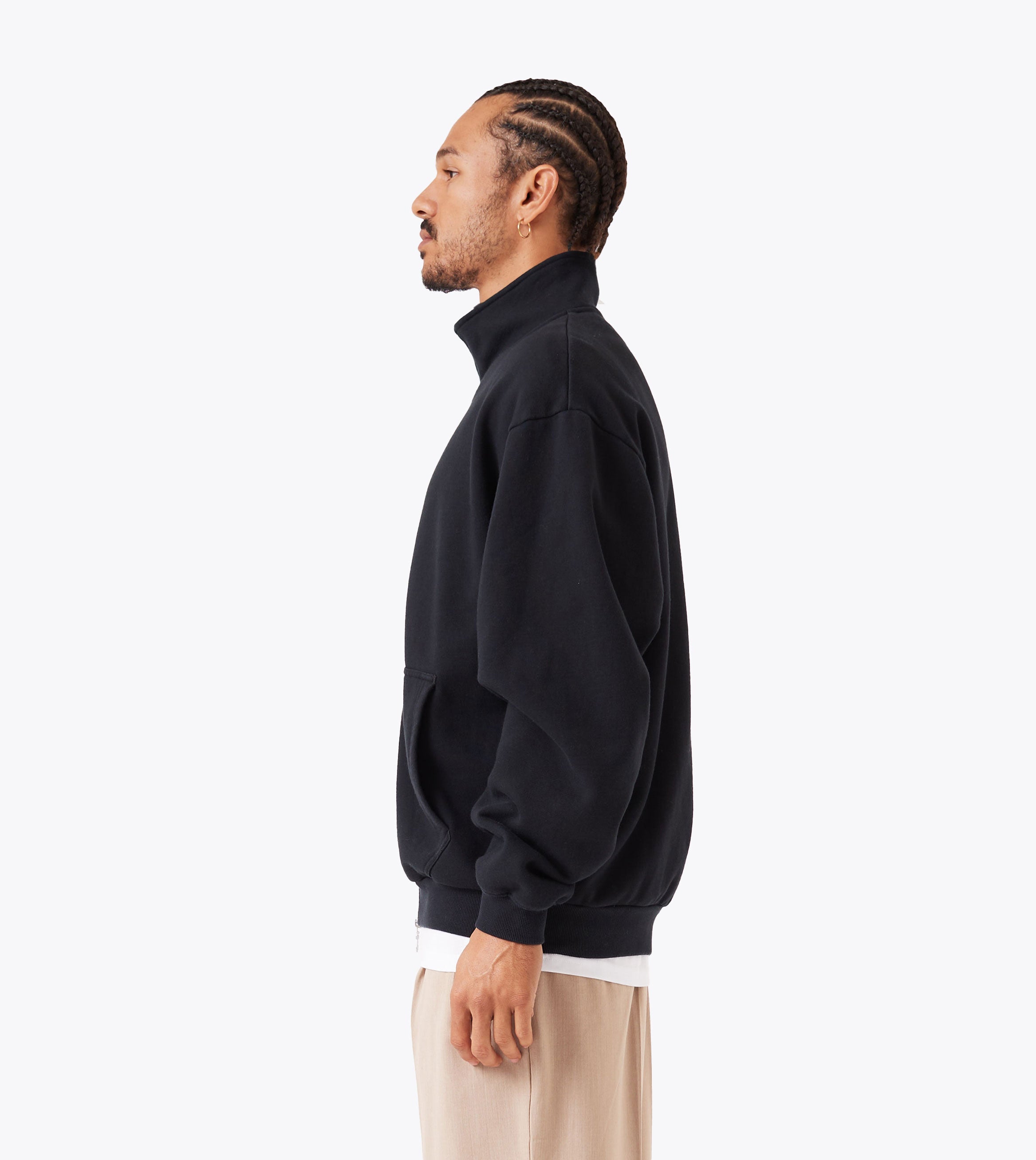 Zip Funnel Sweat Black