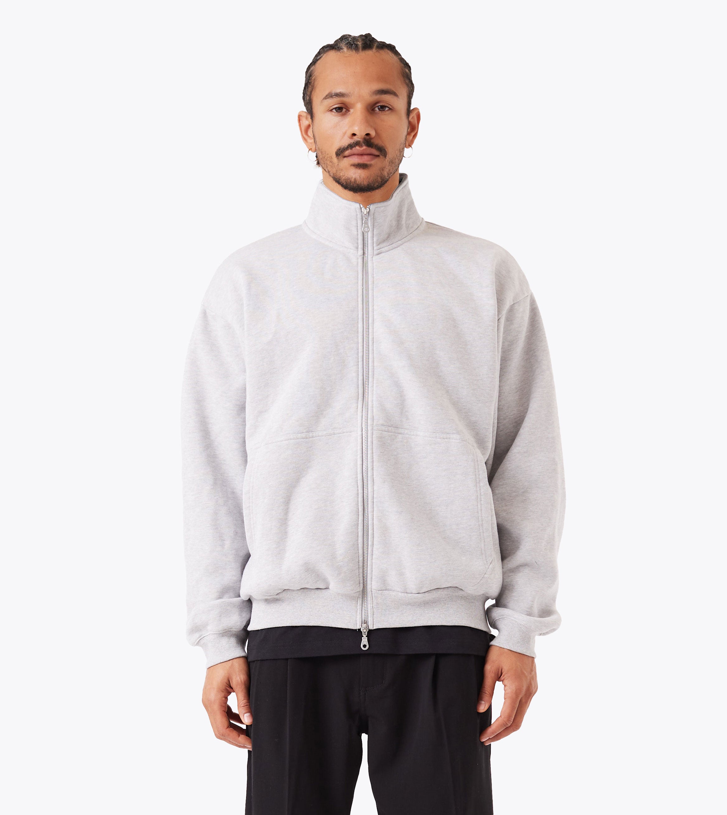 Zip Funnel Sweat Grey Marle