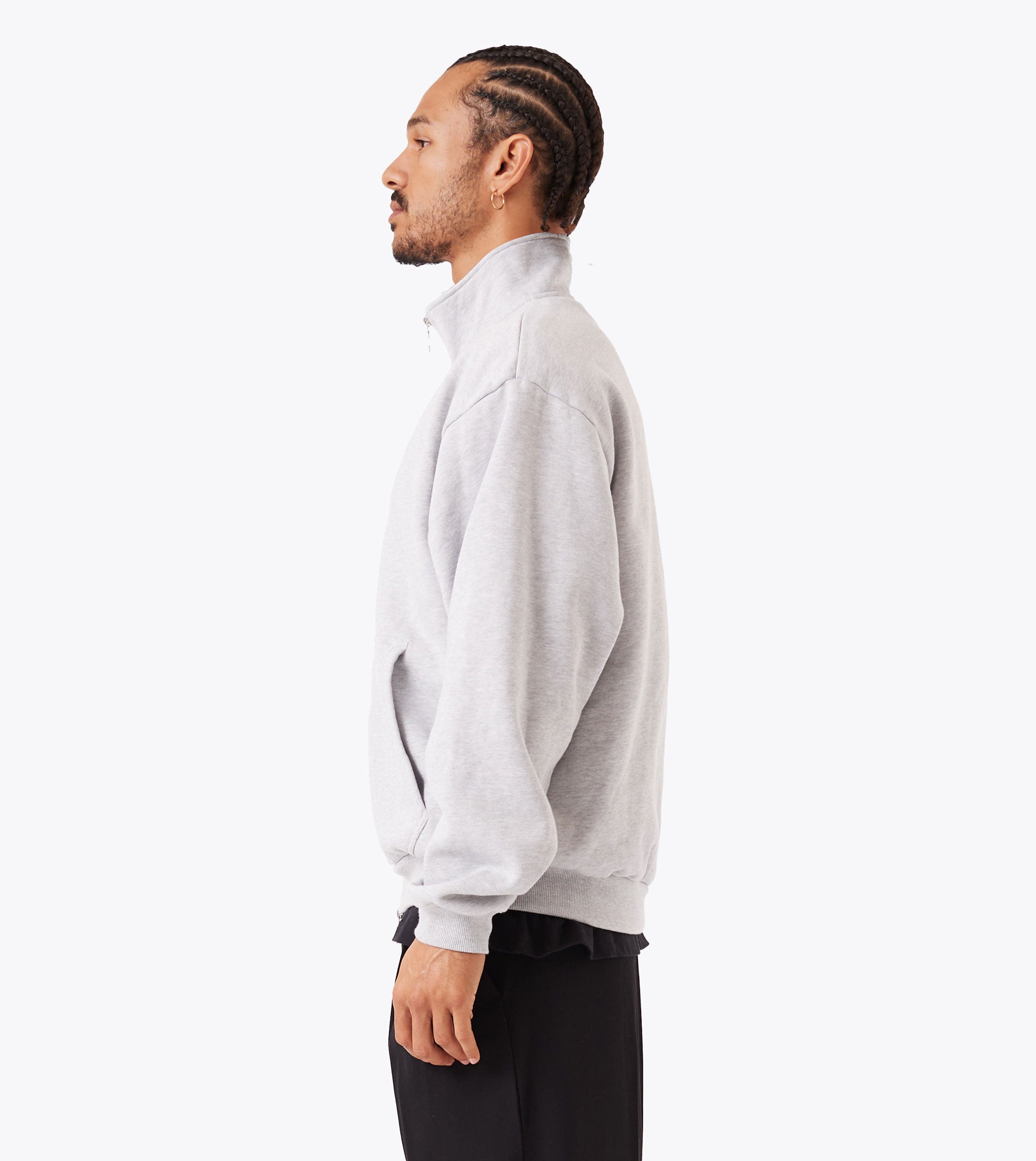 Zip Funnel Sweat Grey Marle