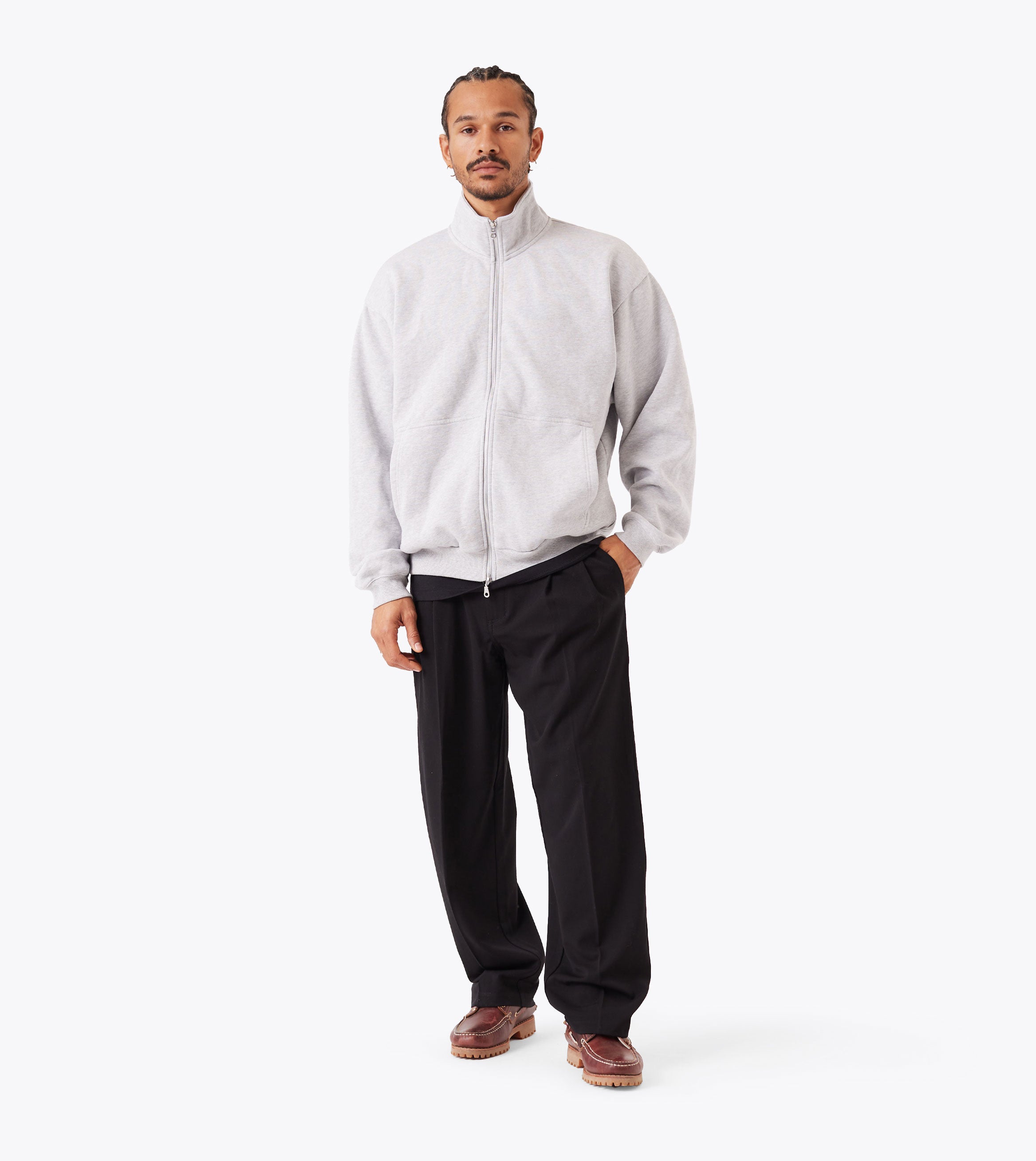 Zip Funnel Sweat Grey Marle