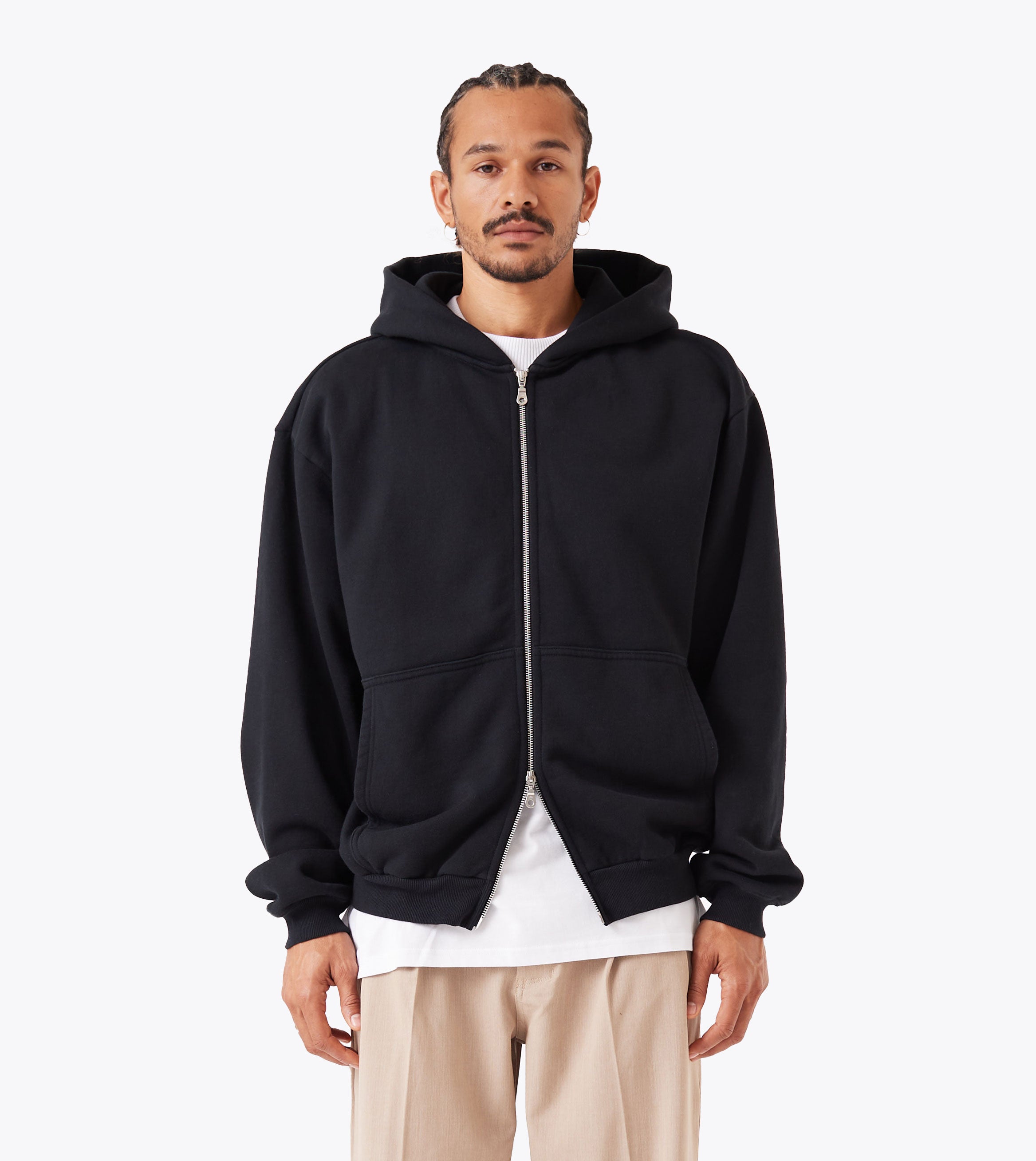 Box Zip Hood Black