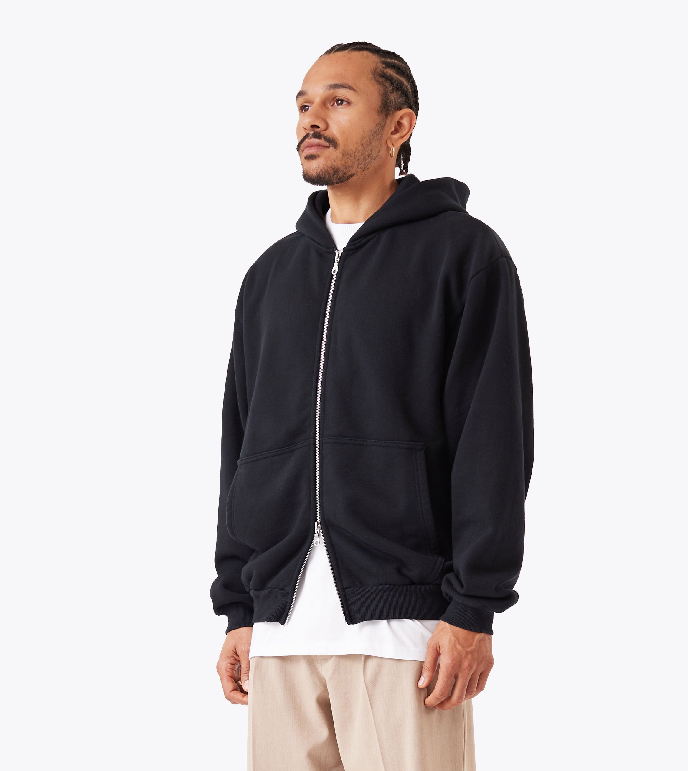 Box Zip Hood Black