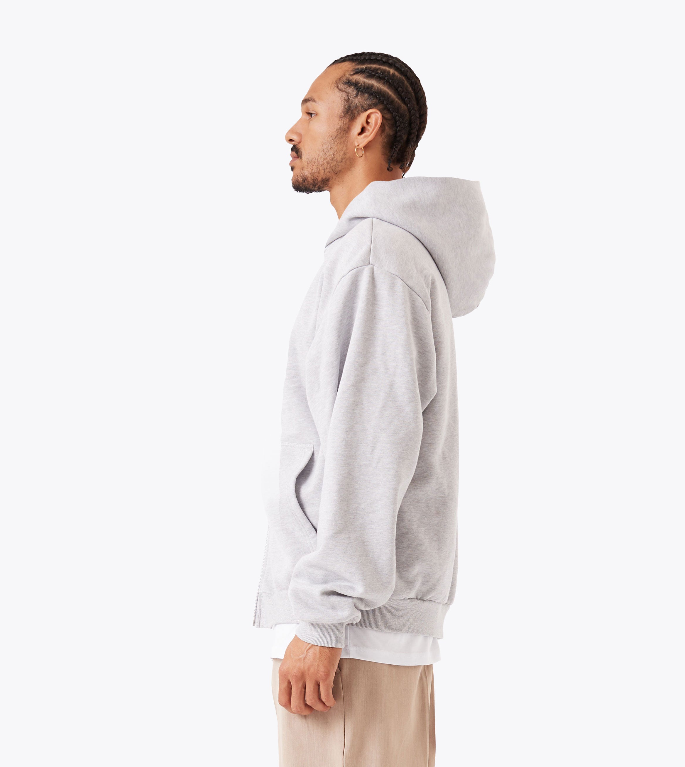 Box Zip Hood Grey Marle