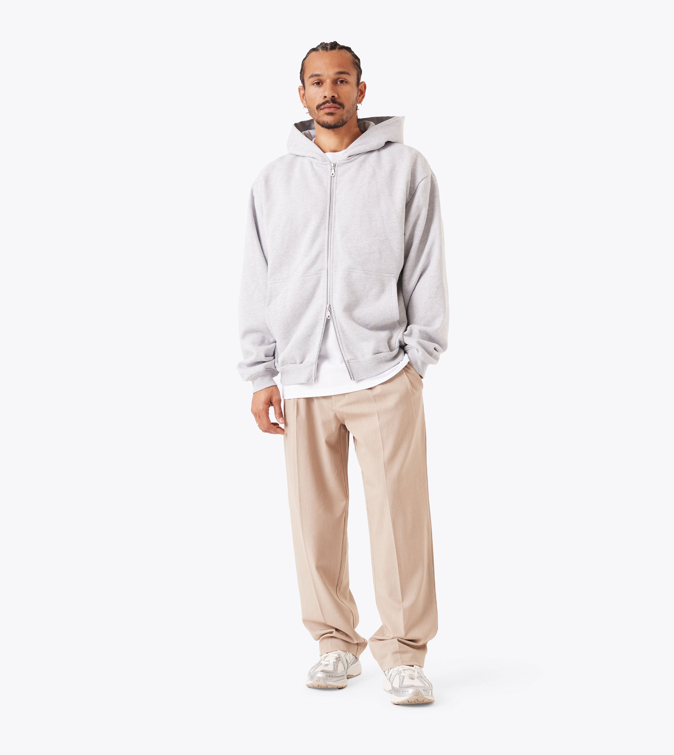 Box Zip Hood Grey Marle