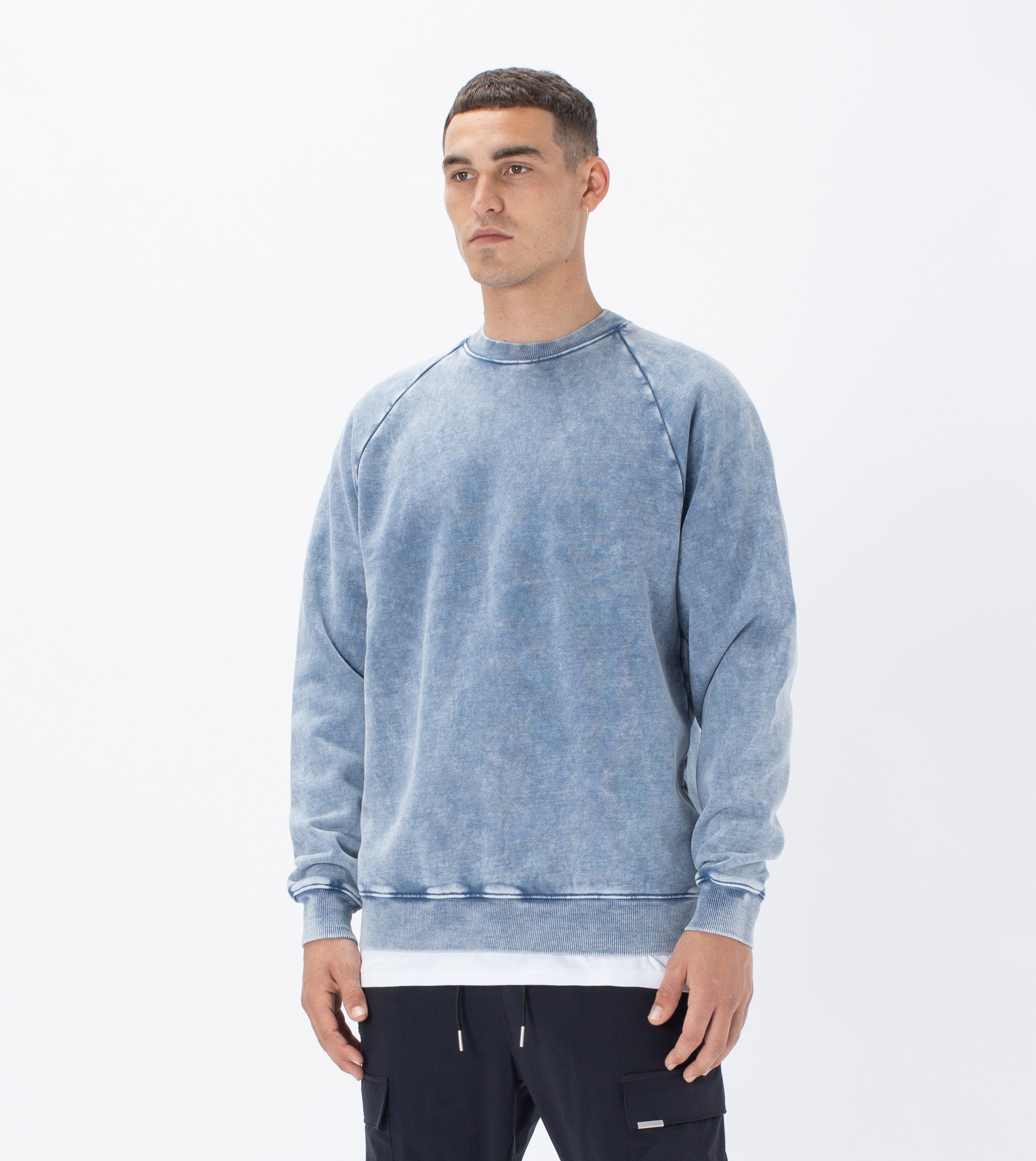 Lowgo Raglan Crew Sweat Salt Blue
