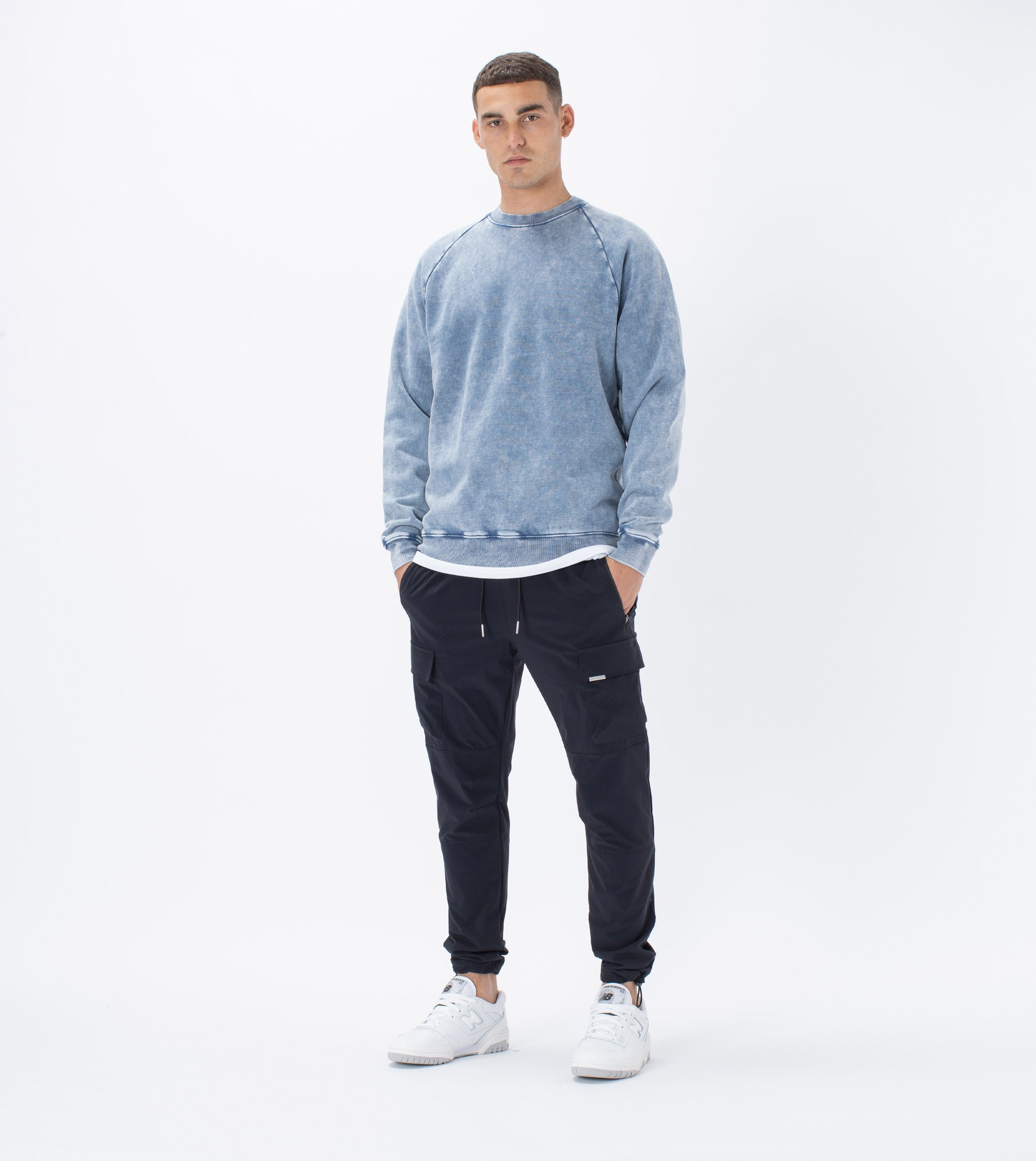 Lowgo Raglan Crew Sweat Salt Blue
