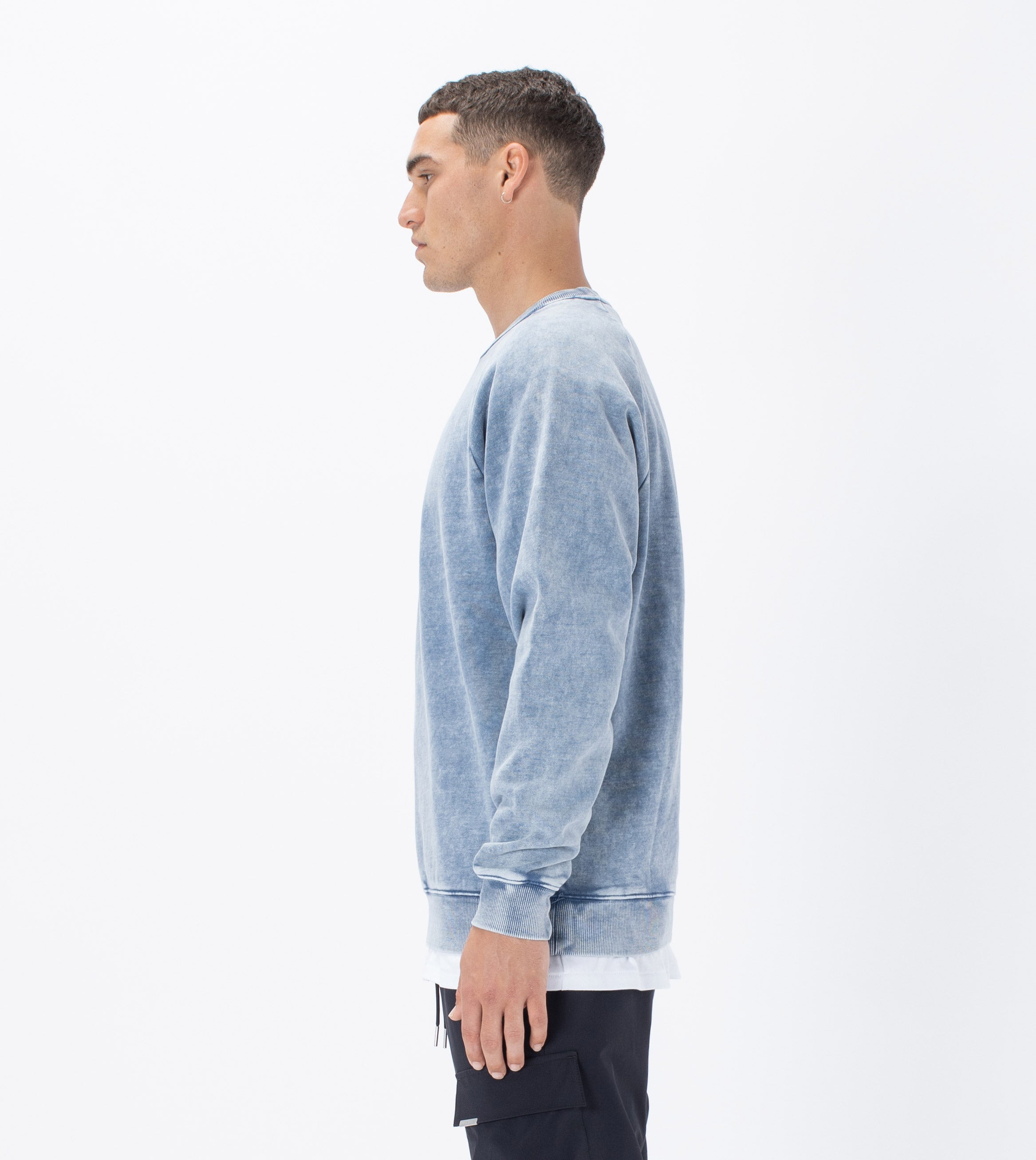 Lowgo Raglan Crew Sweat Salt Blue