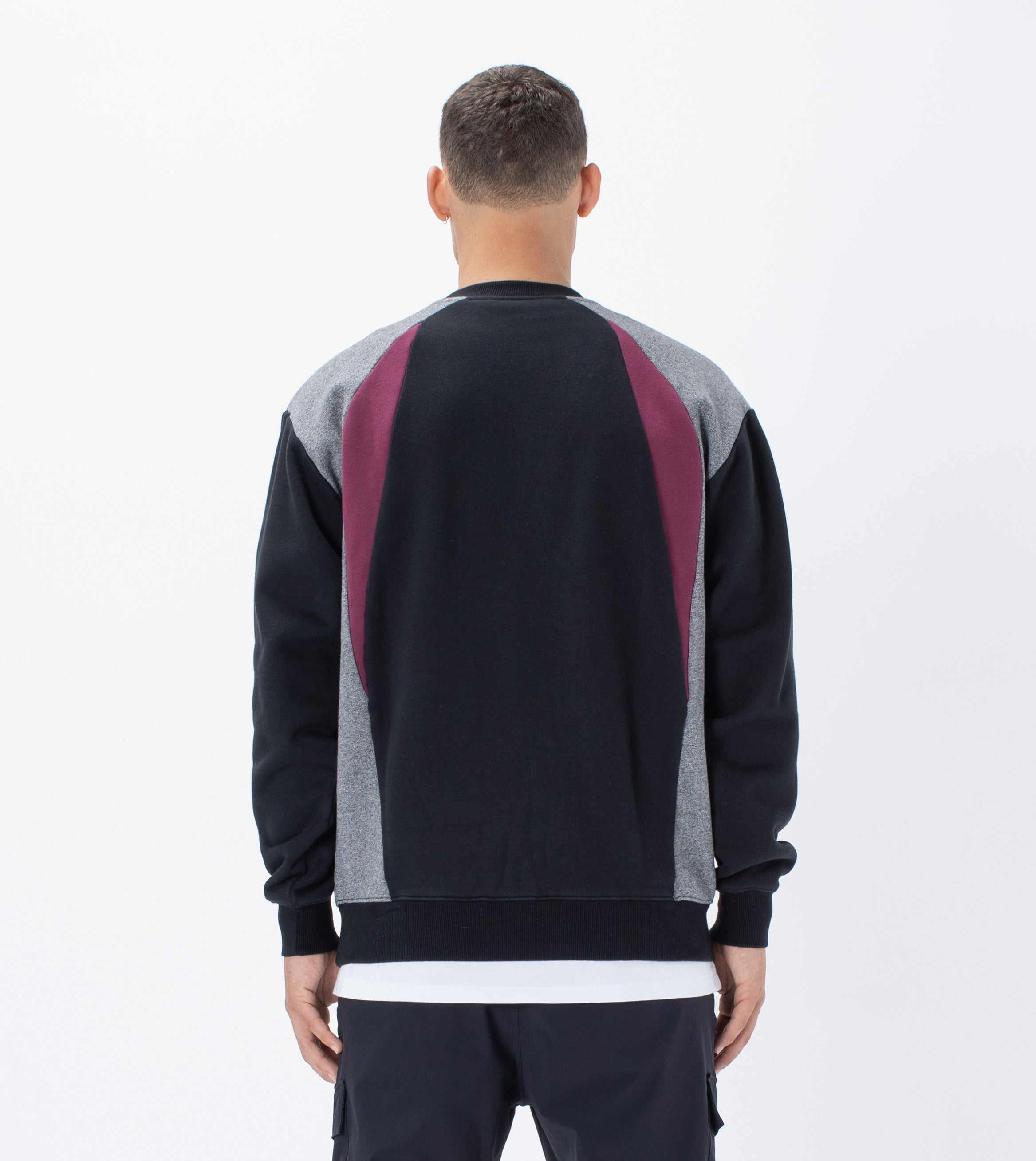 Track Panel Crew Sweat Black/Boysenberry