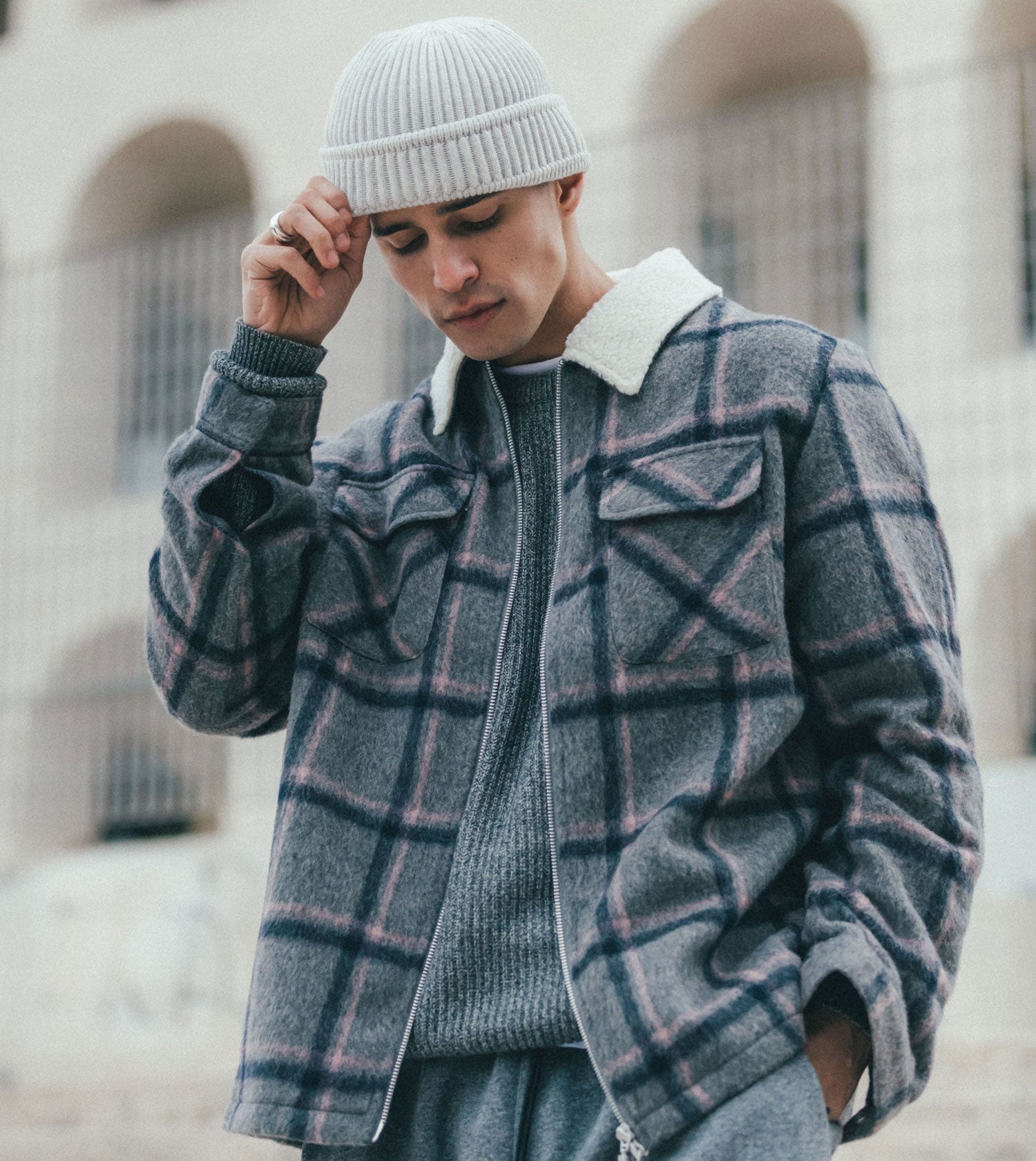 Plaid Work Jacket Grey/Musk