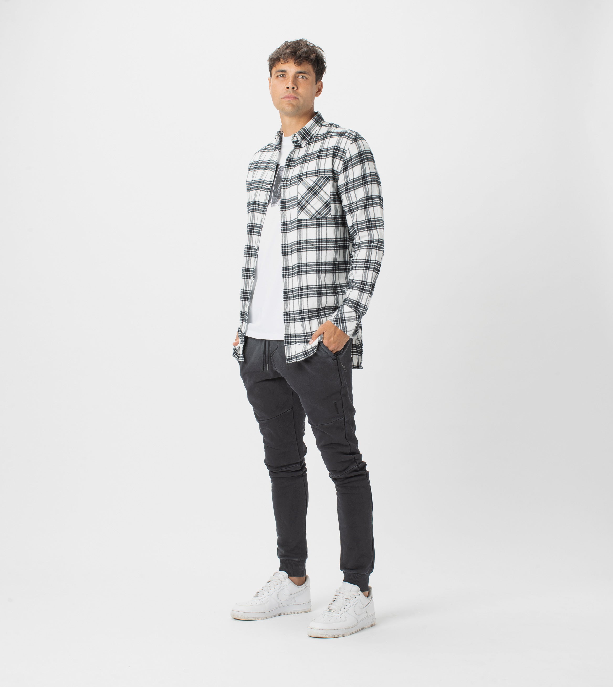 7 Foot Work Flannel LS Shirt Milk/Black