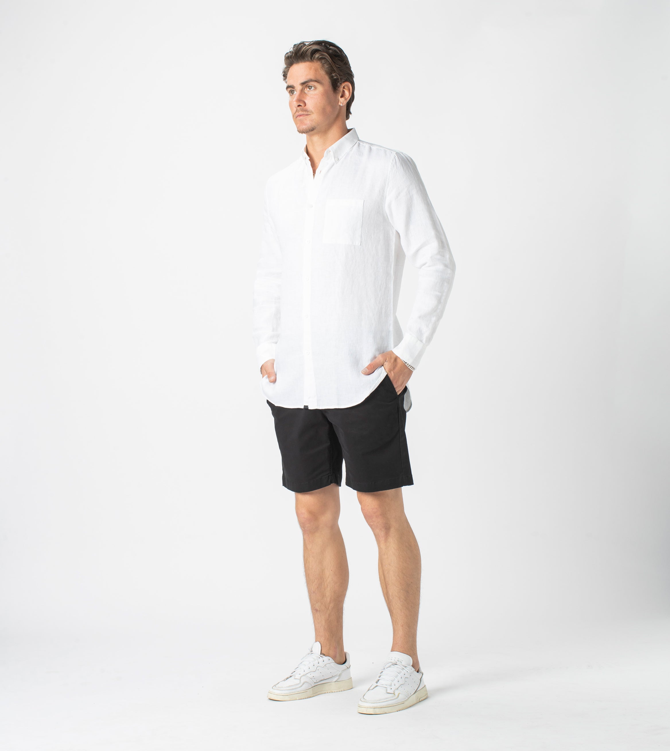 7 Foot LS Linen Shirt White