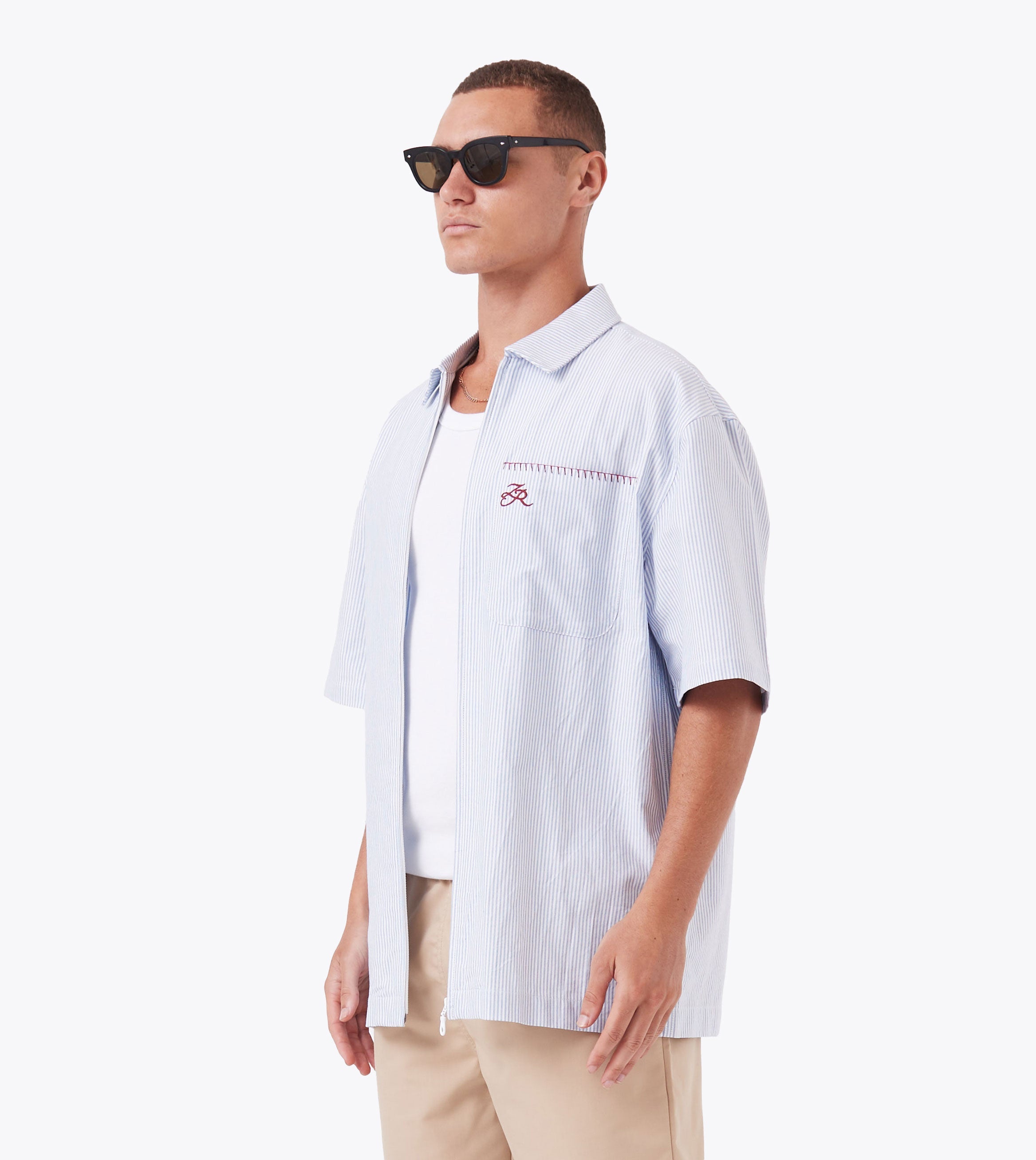 Boxy SS Overshirt Blue Stripe