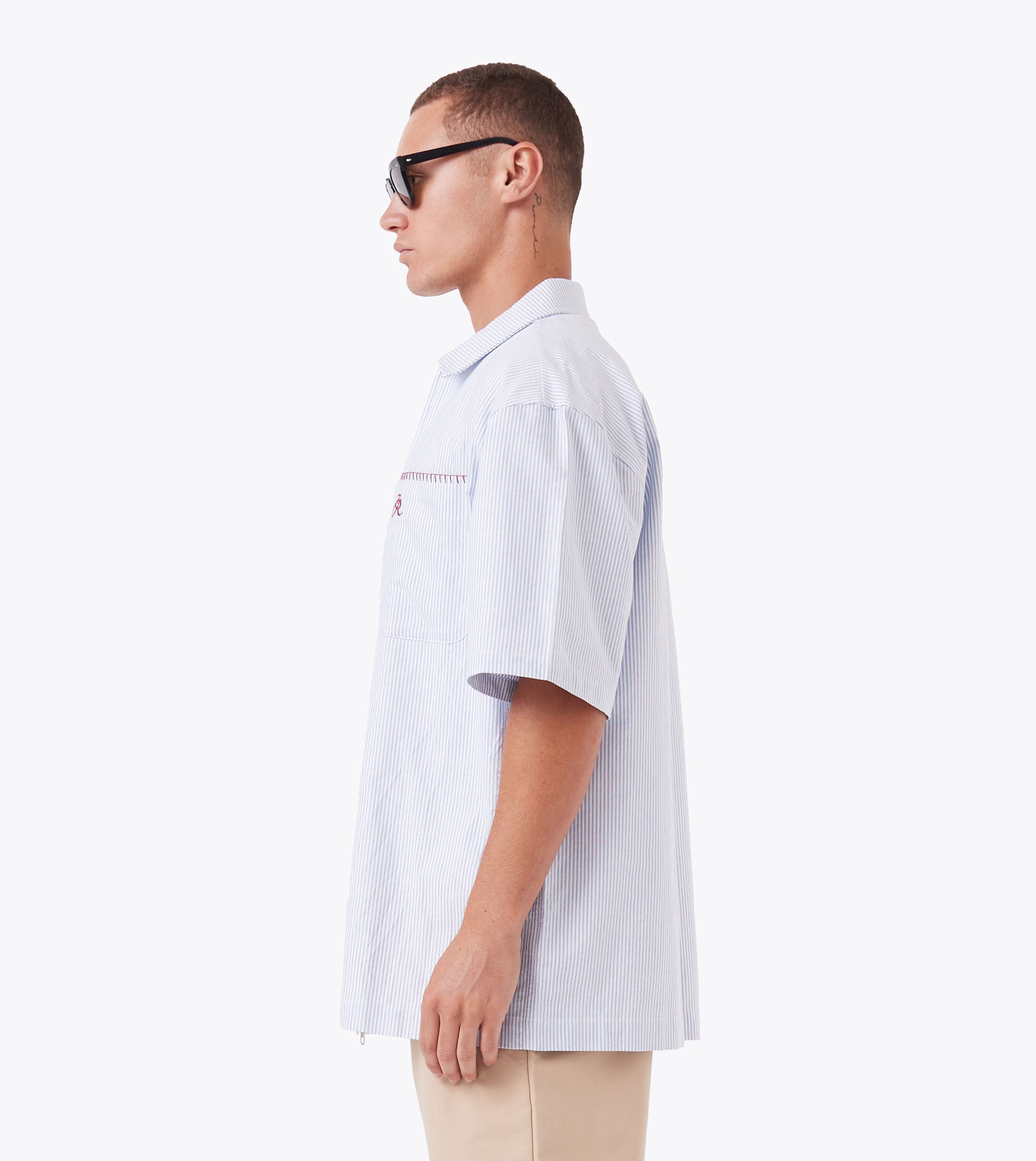 Boxy SS Overshirt Blue Stripe