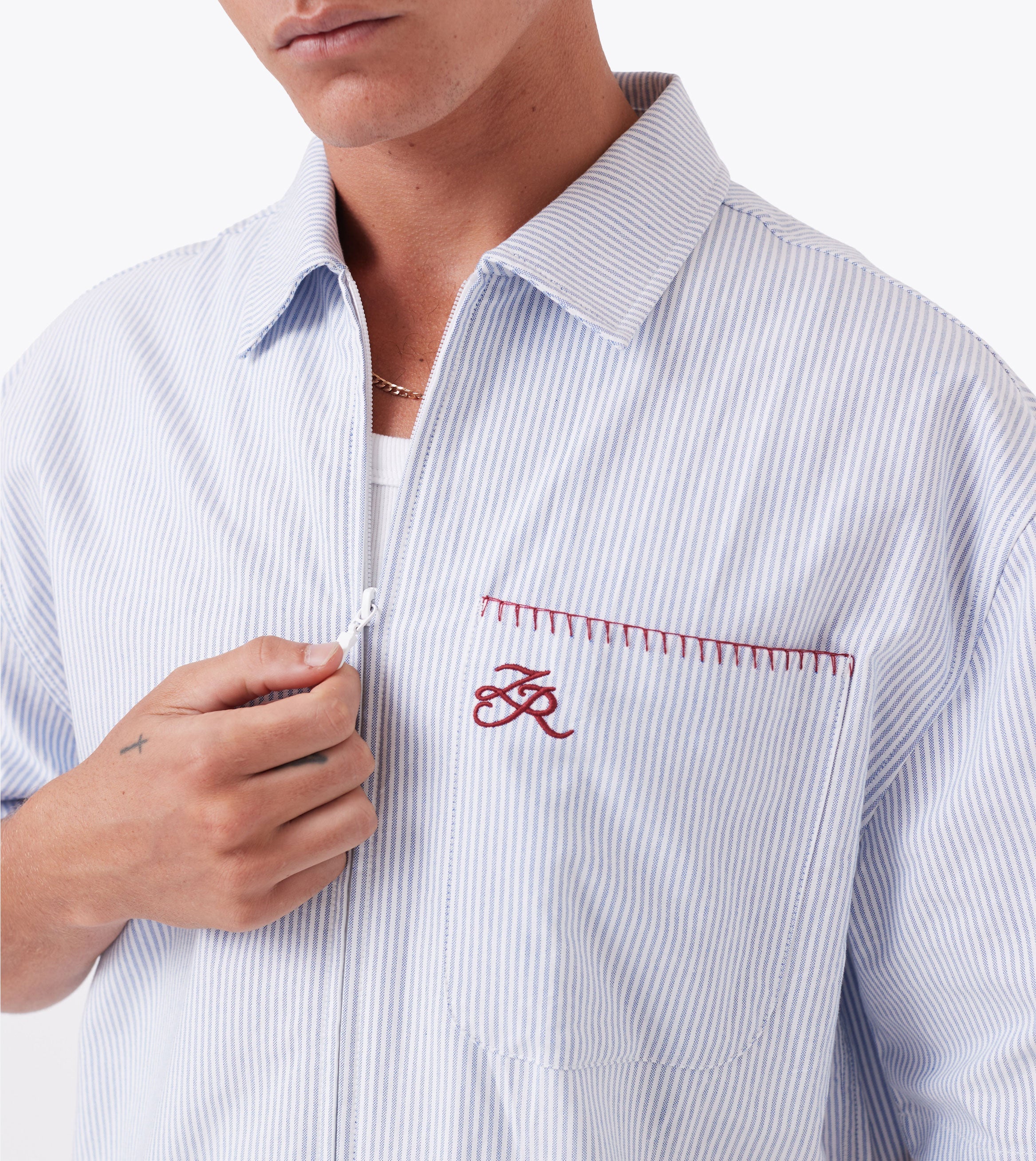 Boxy SS Overshirt Blue Stripe