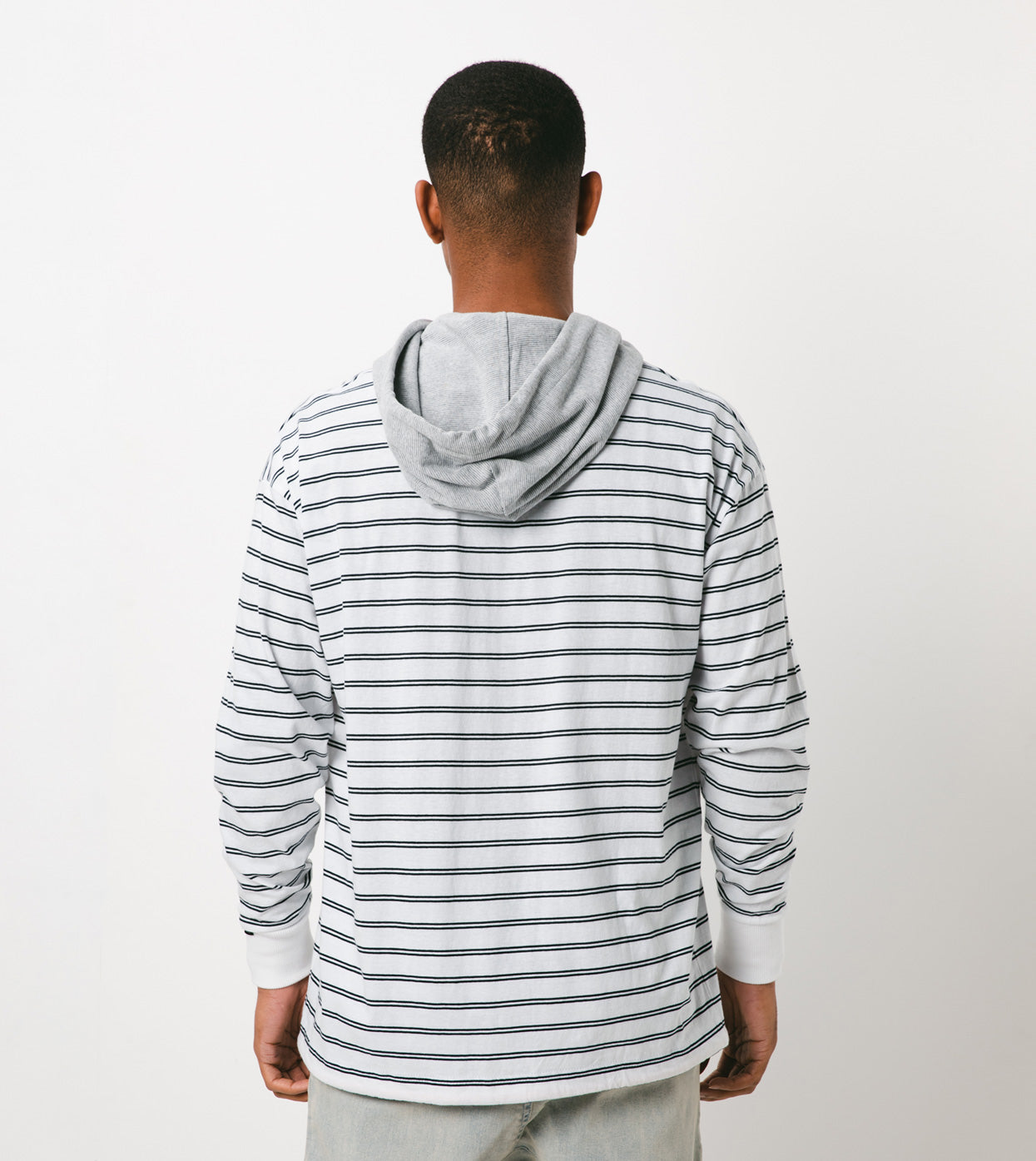 Channel Rugger Hood LS Tee White/Black