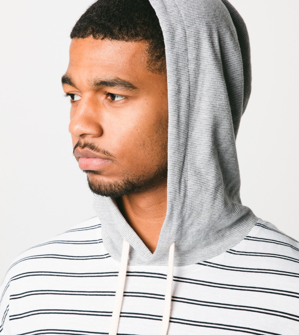 Channel Rugger Hood LS Tee White/Black