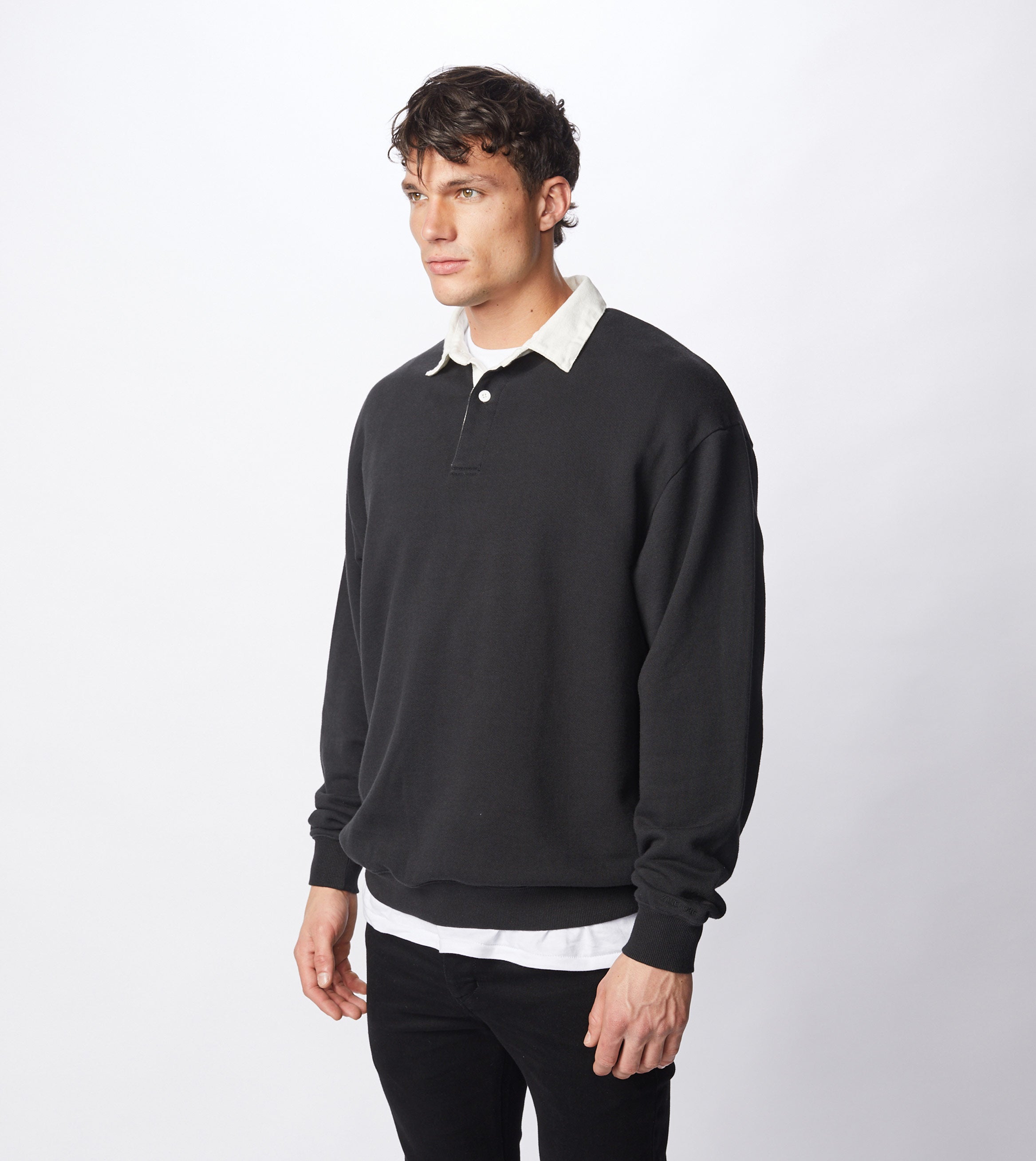 Contrast Rugger Polo Sweat Black/Milk