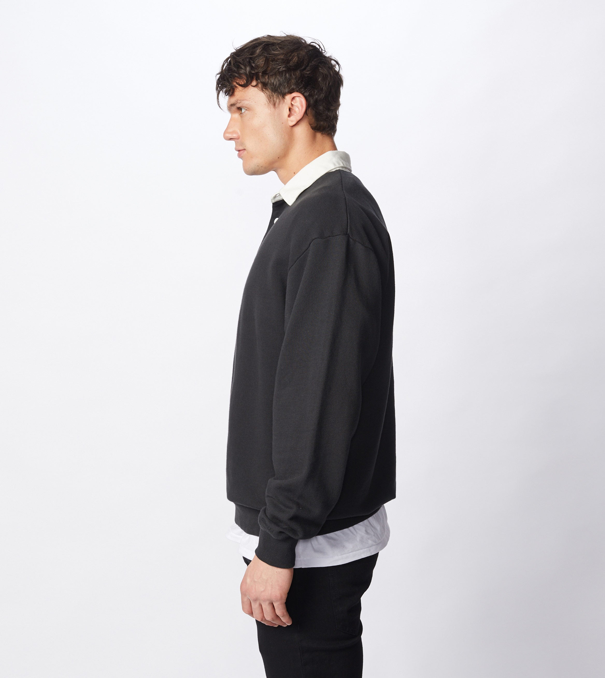 Contrast Rugger Polo Sweat Black/Milk
