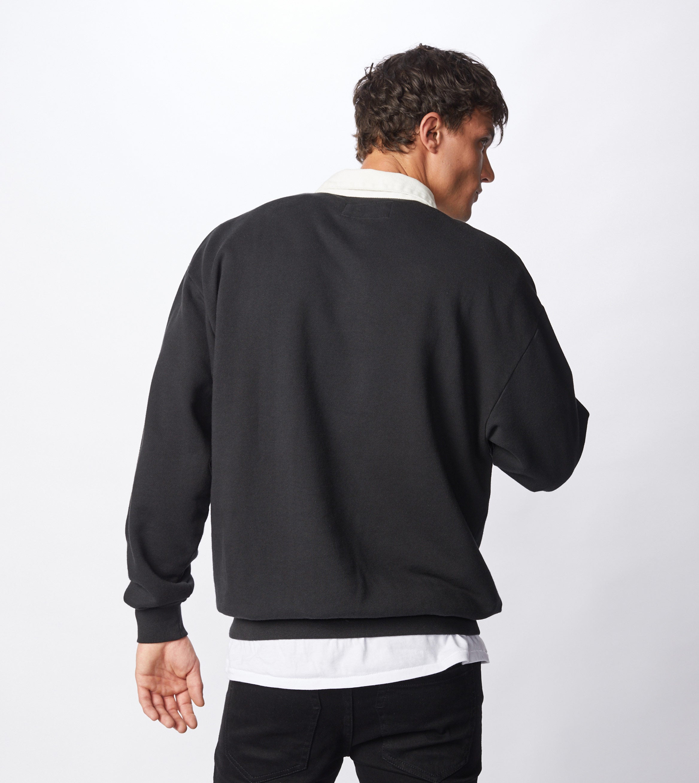 Contrast Rugger Polo Sweat Black/Milk
