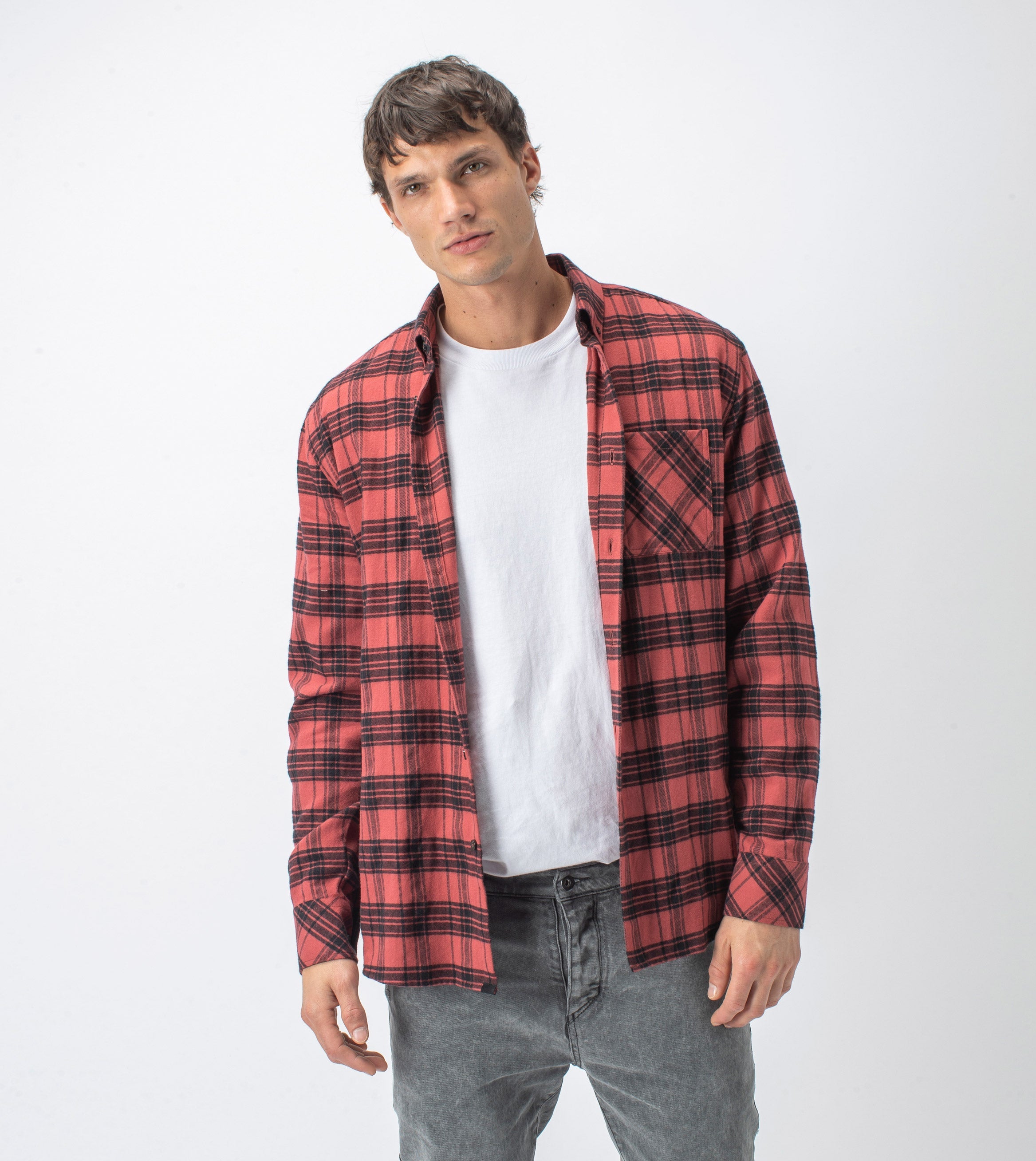 Dawn Flannel LS Shirt Ochre/Black