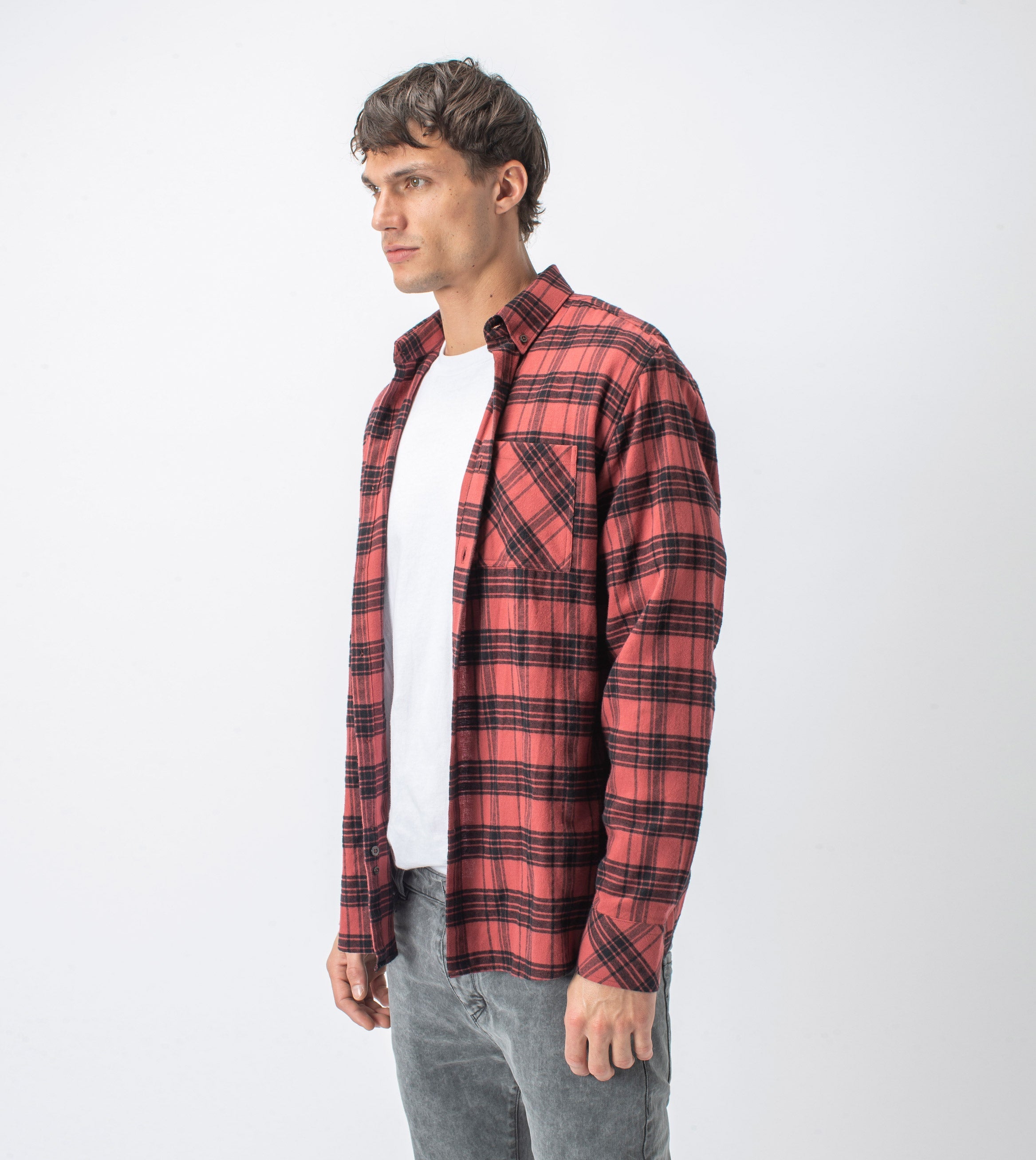Dawn Flannel LS Shirt Ochre/Black