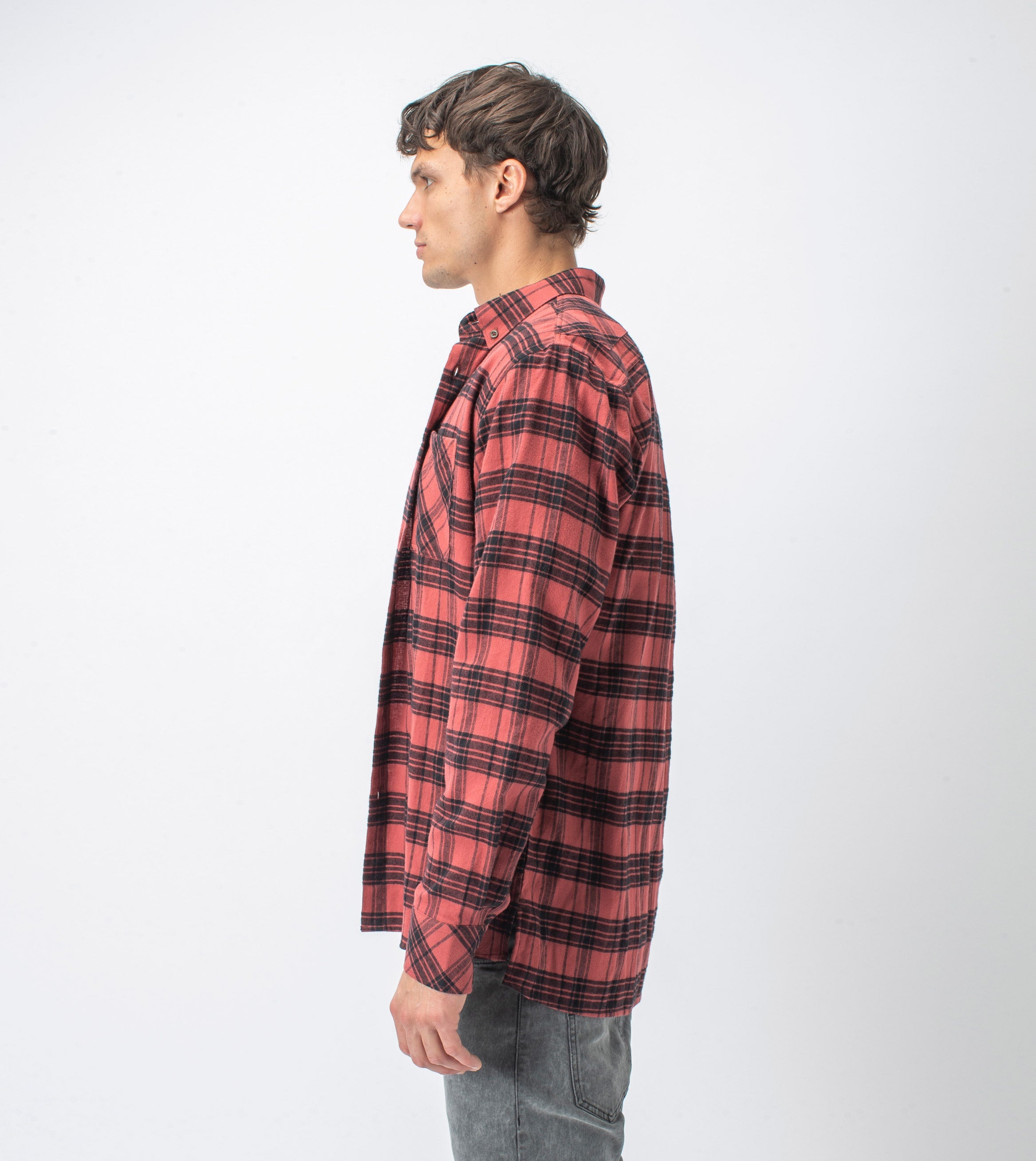Dawn Flannel LS Shirt Ochre/Black