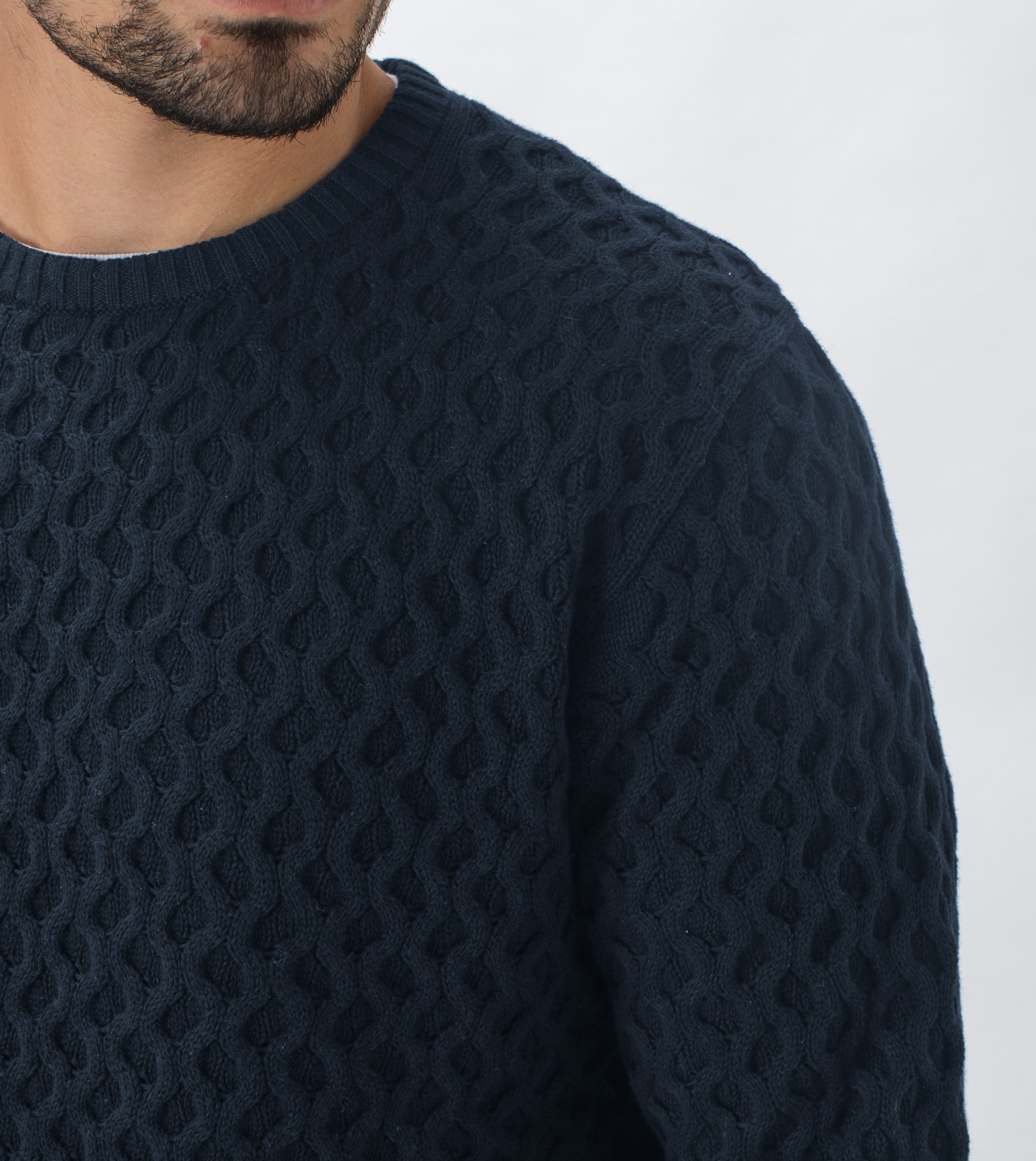Diamond Crew Knit Navy