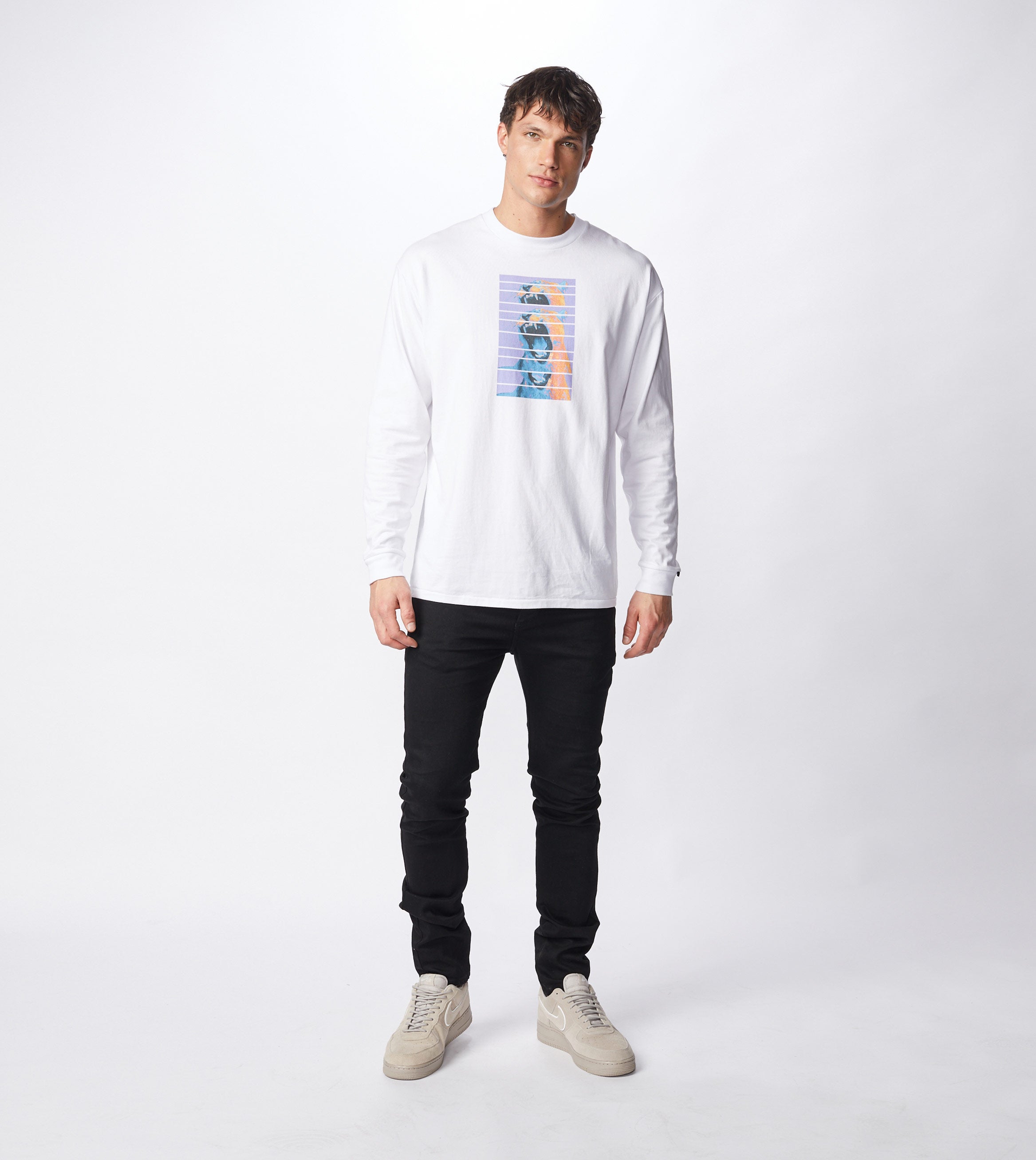 Fangs Box LS Tee White