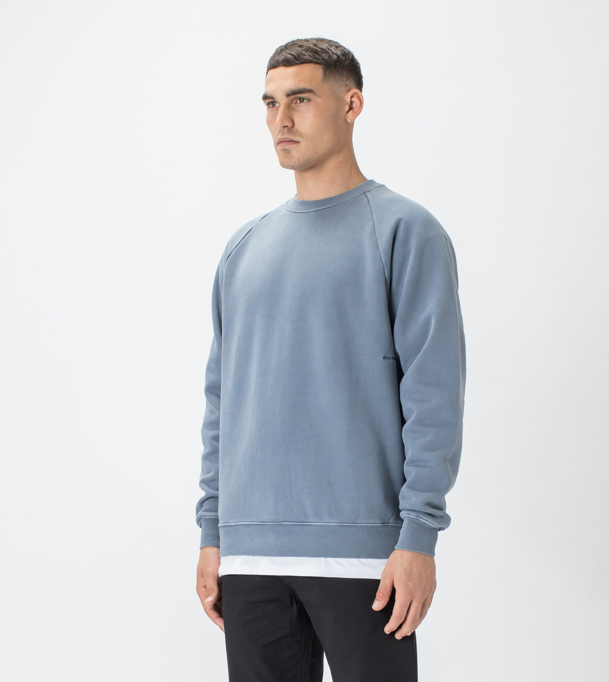 Gd Blue Rag Field Lowgo Raglan Crew Sweat GD Chalk Blue