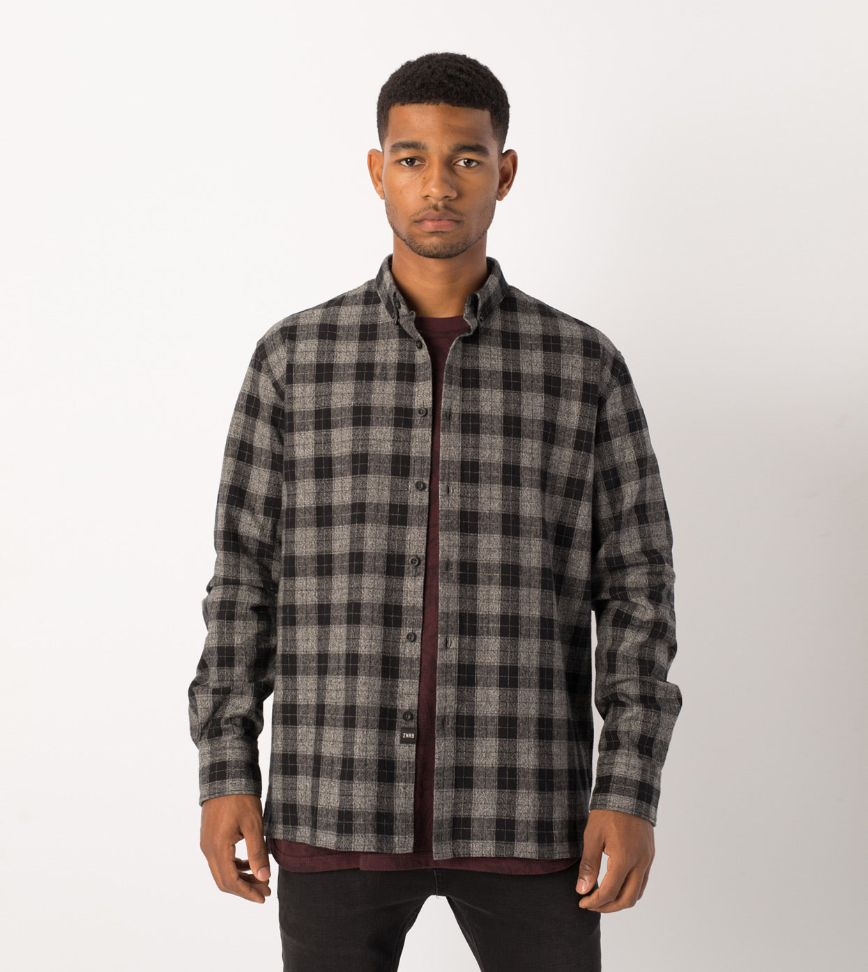 Flannel LS Shirt Black/Grey Marle - Sale