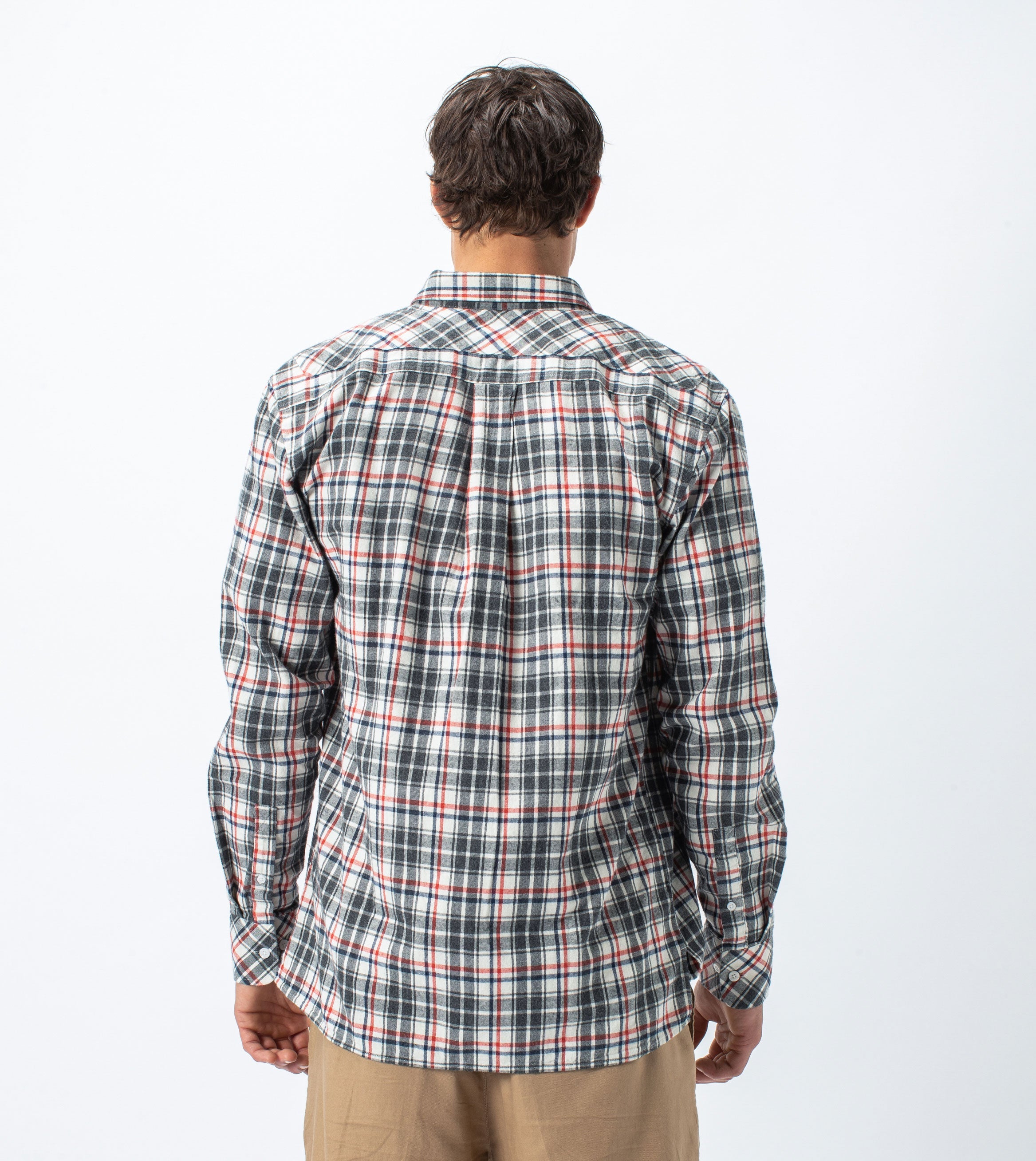 Flannel Lightweight LS Shirt Milk/Grey - Sale