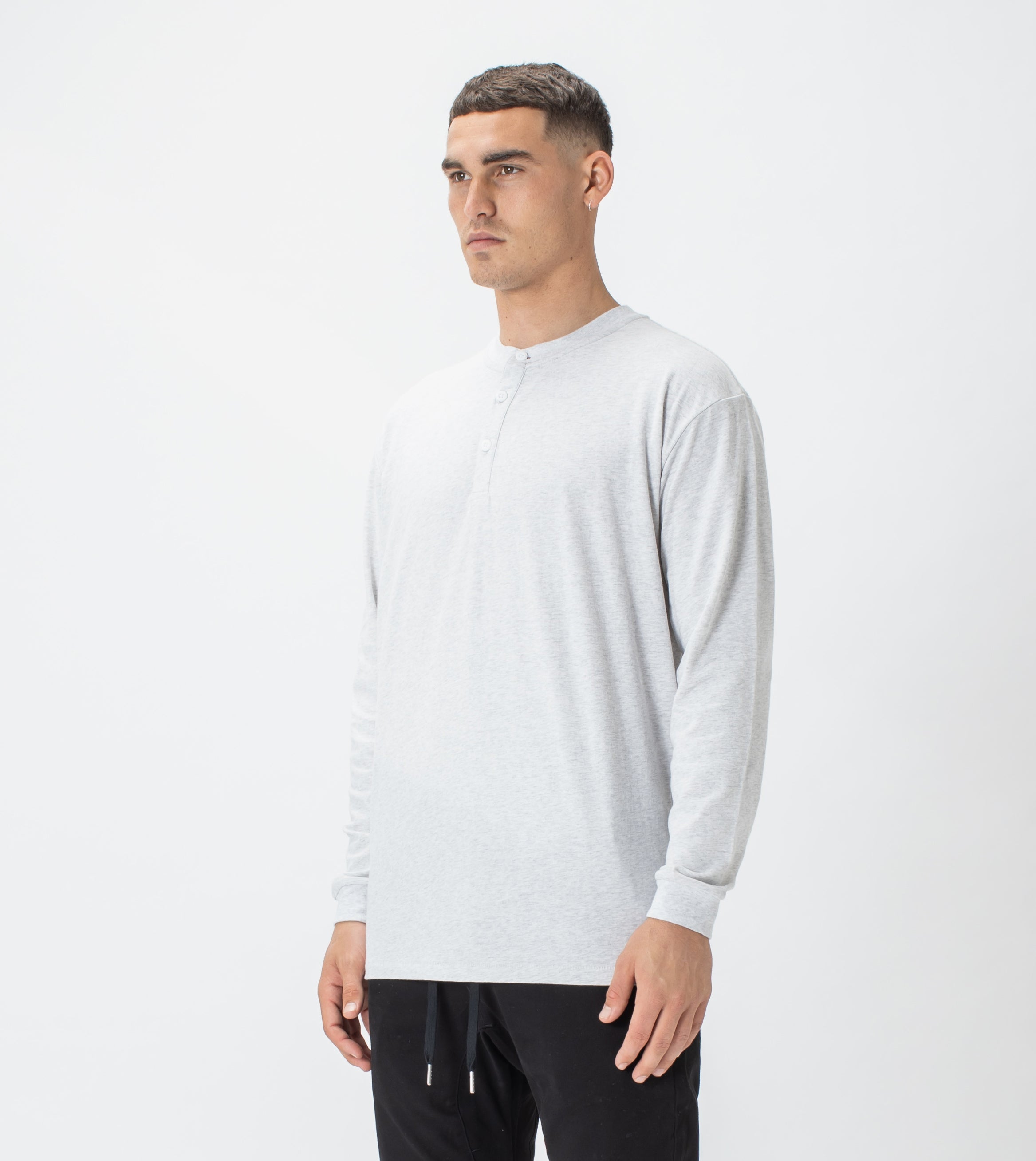Henley LS Tee Blizzard Marle