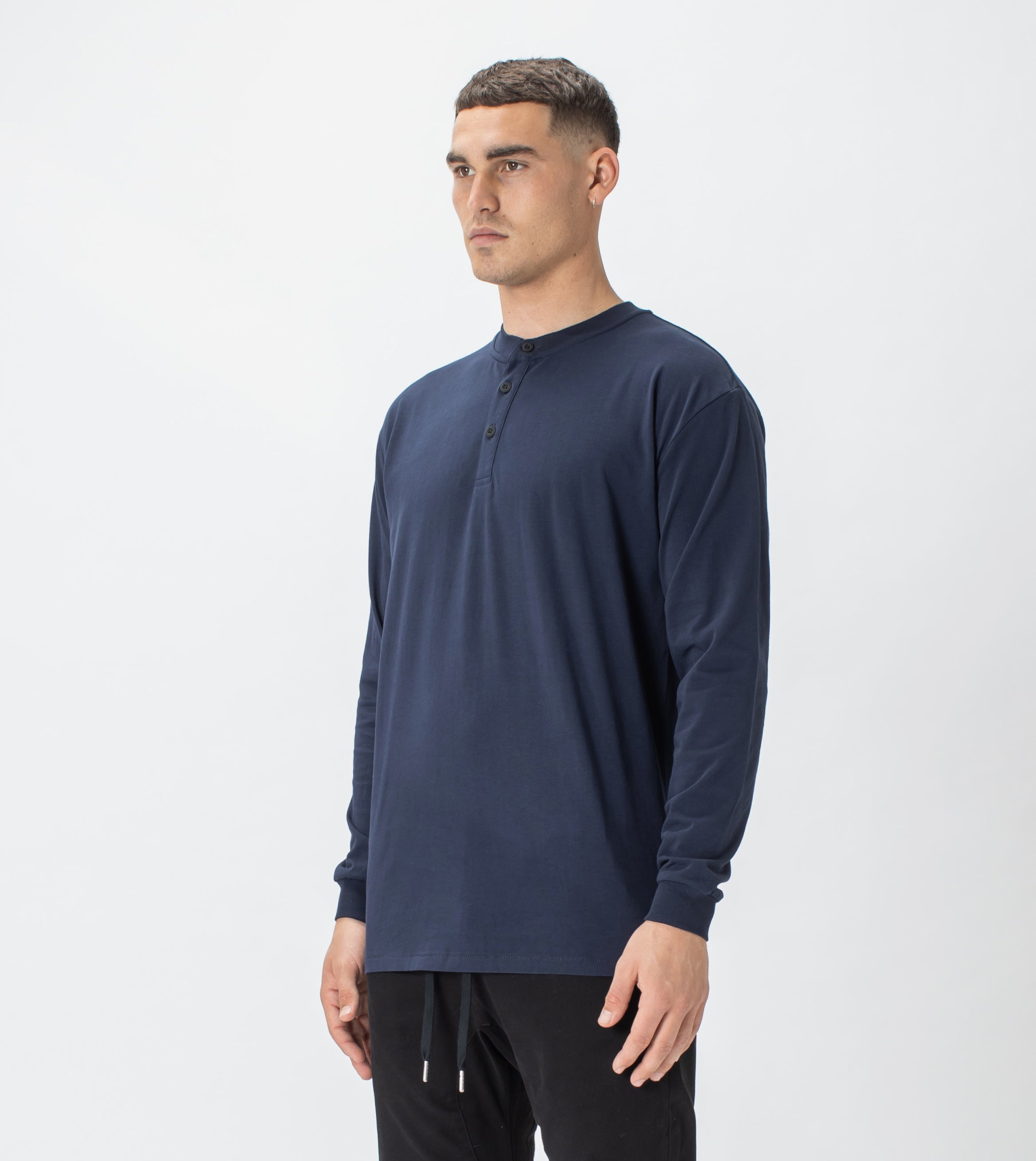 Henley LS Tee Indigo