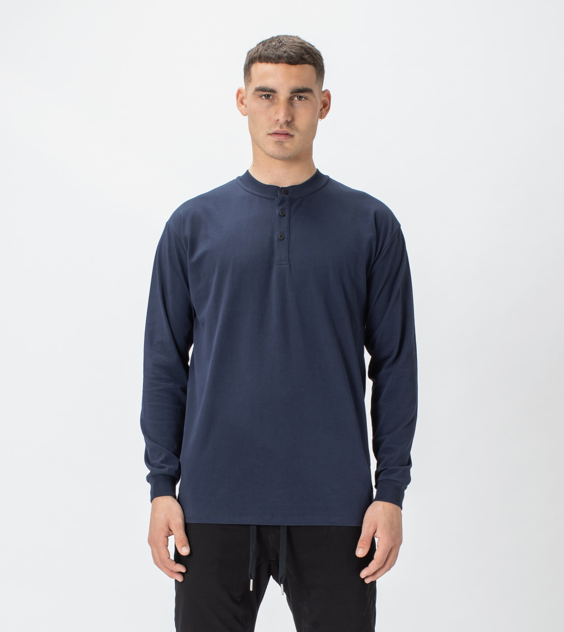 Henley LS Tee Indigo