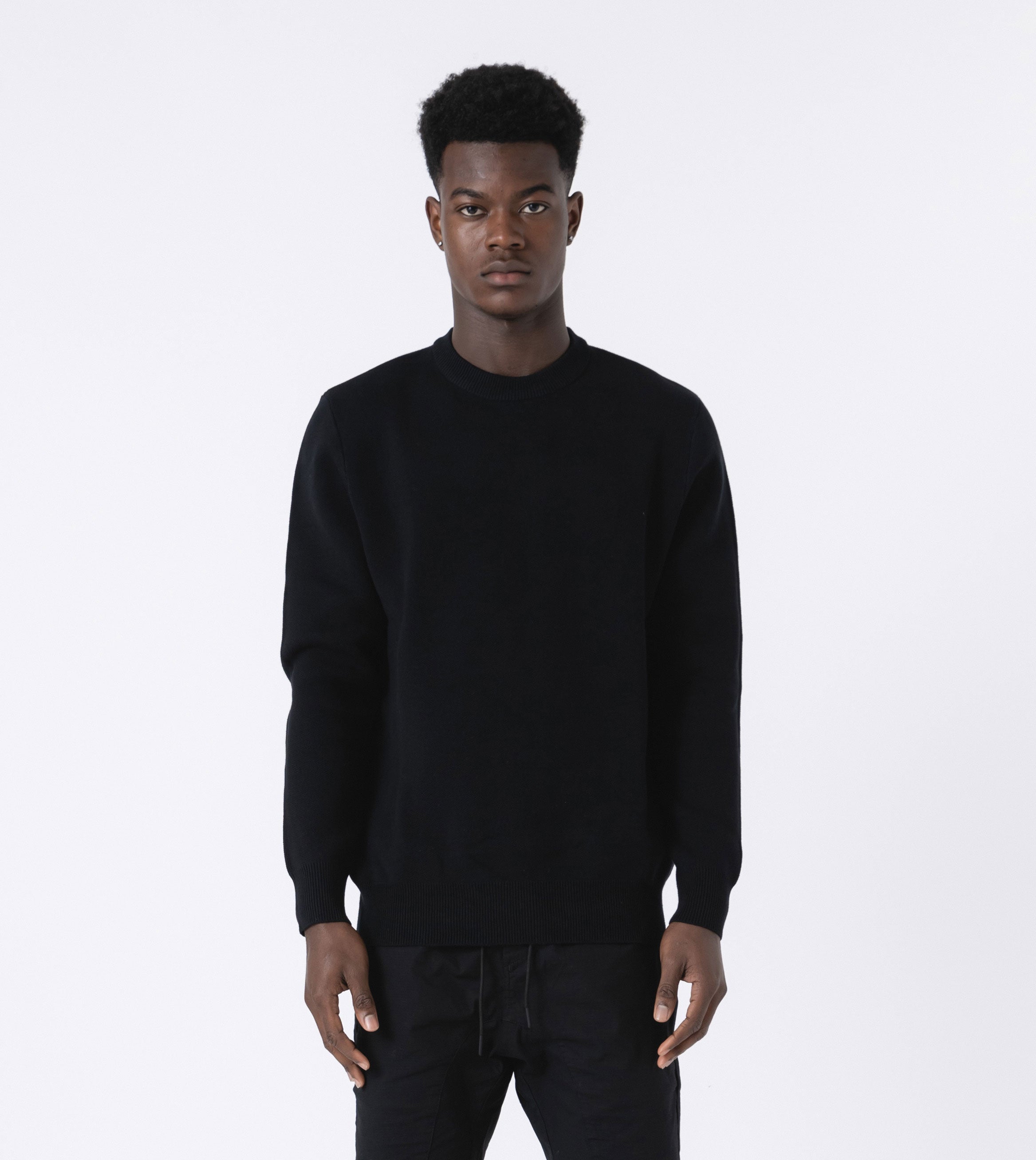 Intarsia Crew Knit Black