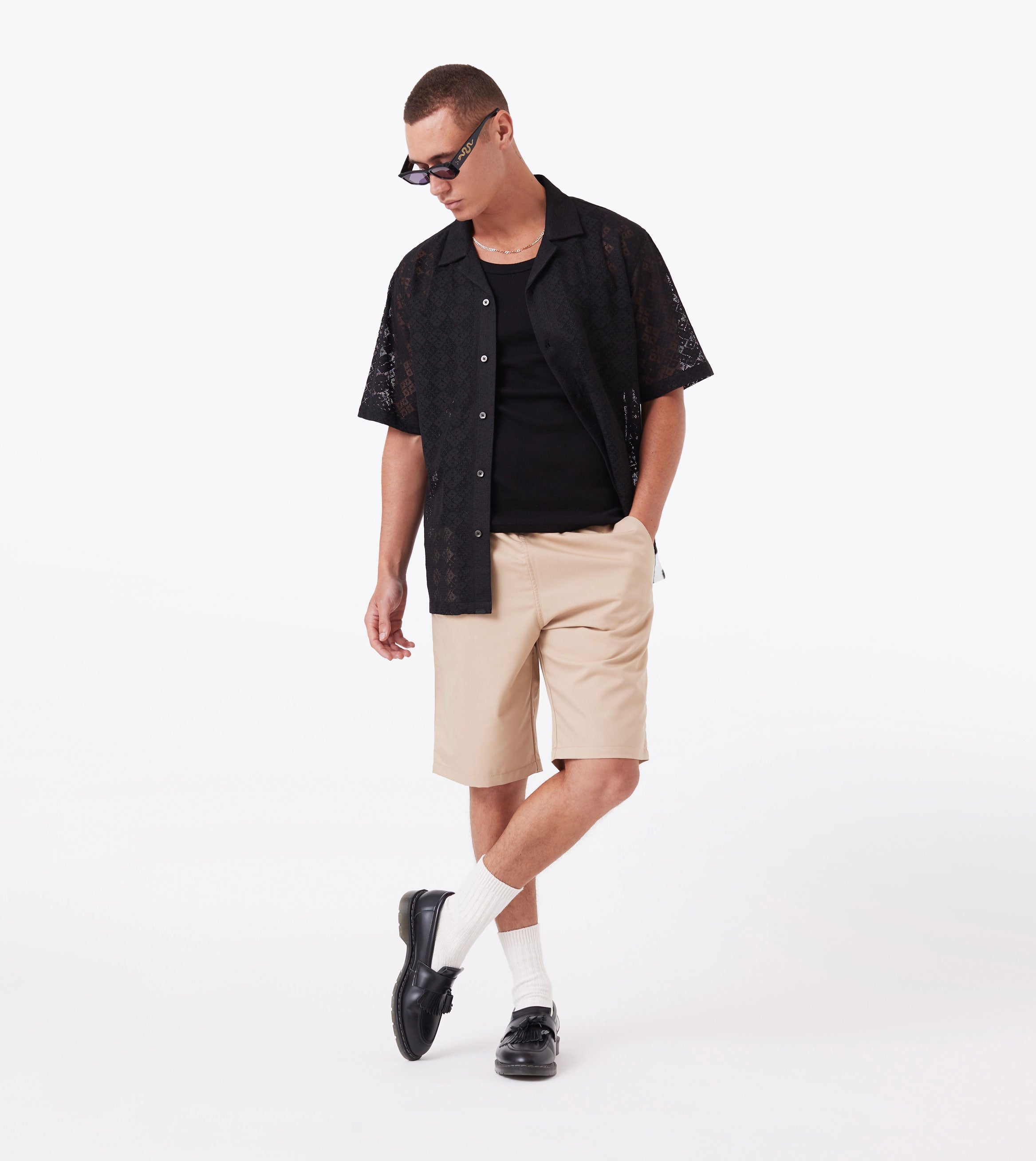 Lace Holiday SS Shirt Black