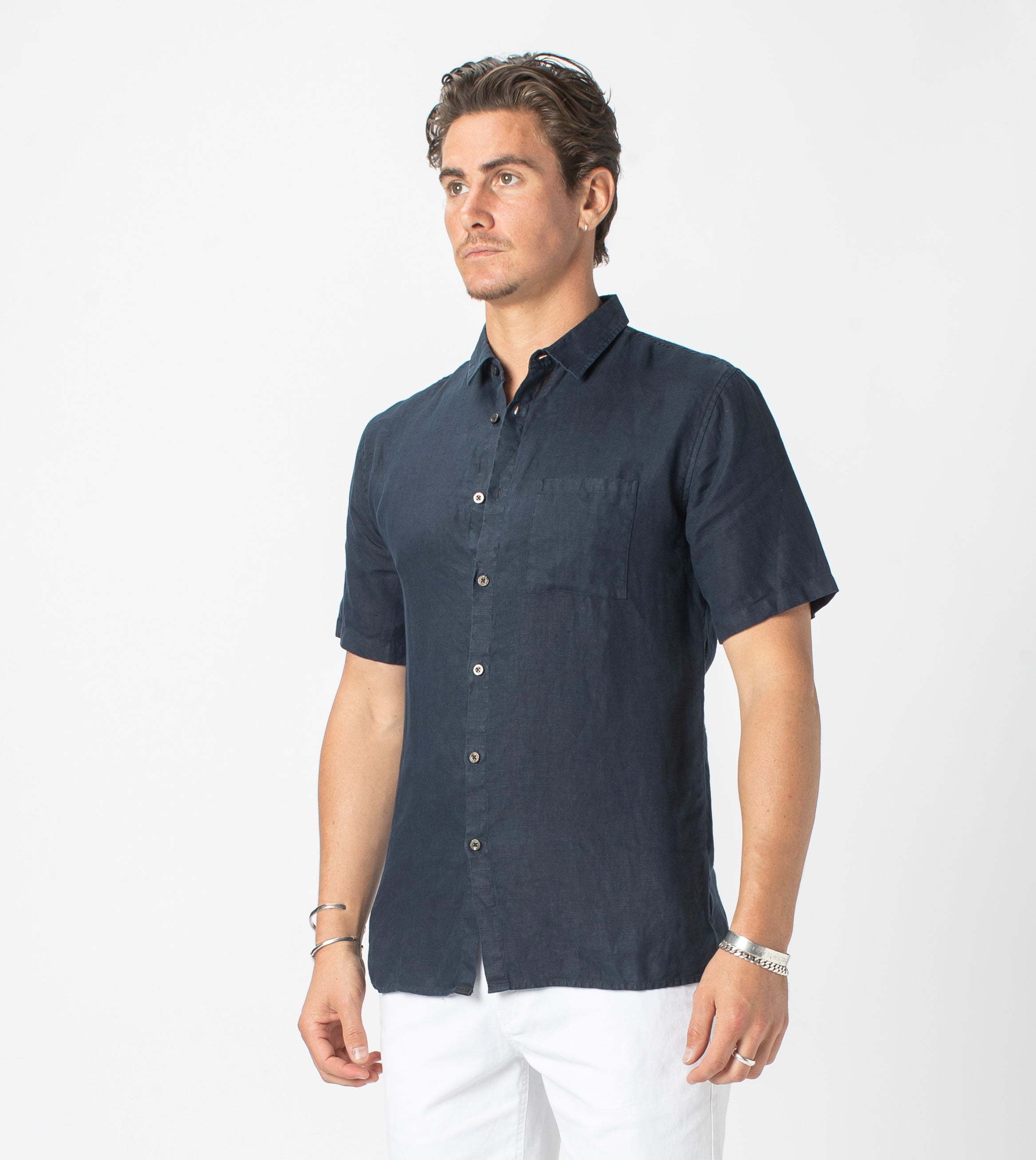 Linen SS Shirt Navy