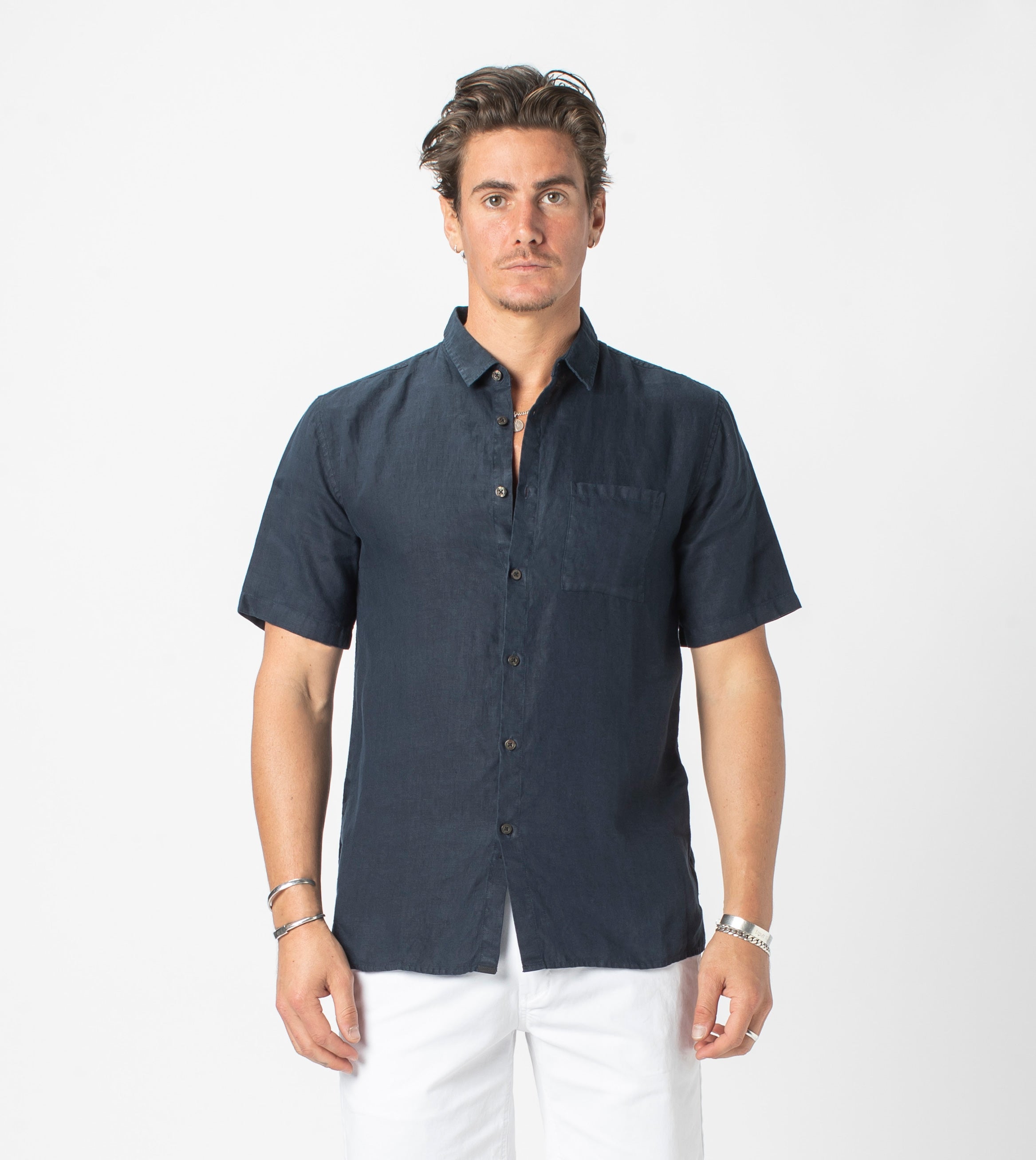 Linen SS Shirt Navy