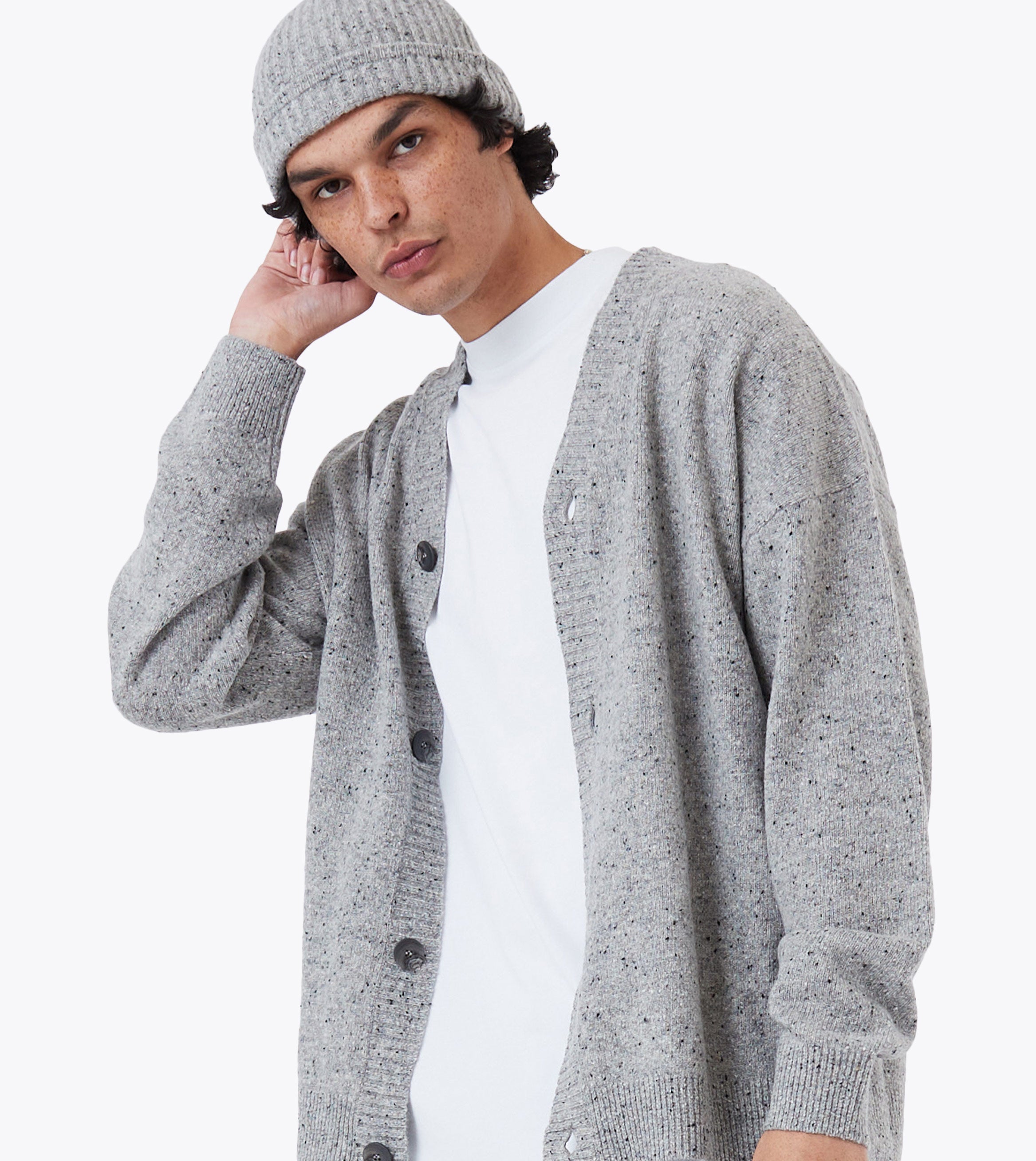 Lowgo Cardigan Grey Flec