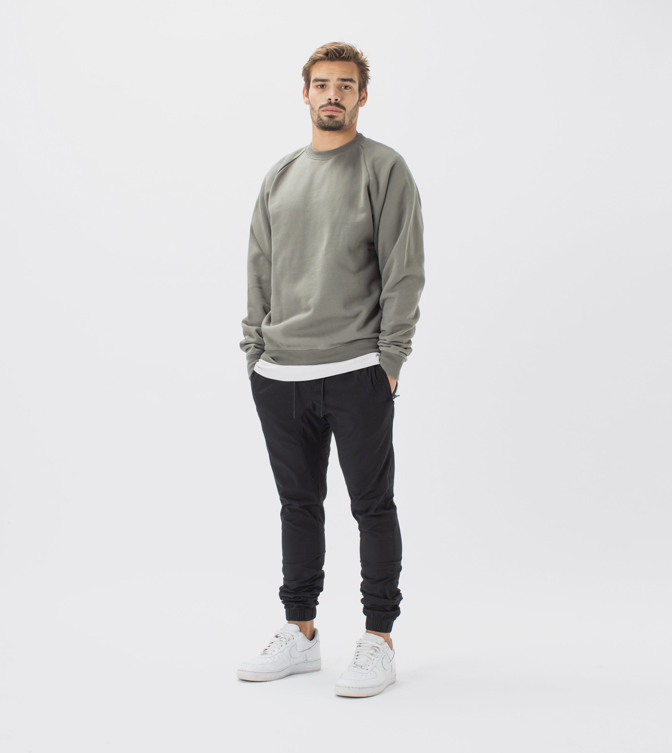 Lowgo Raglan Crew Sweat Dk Moss