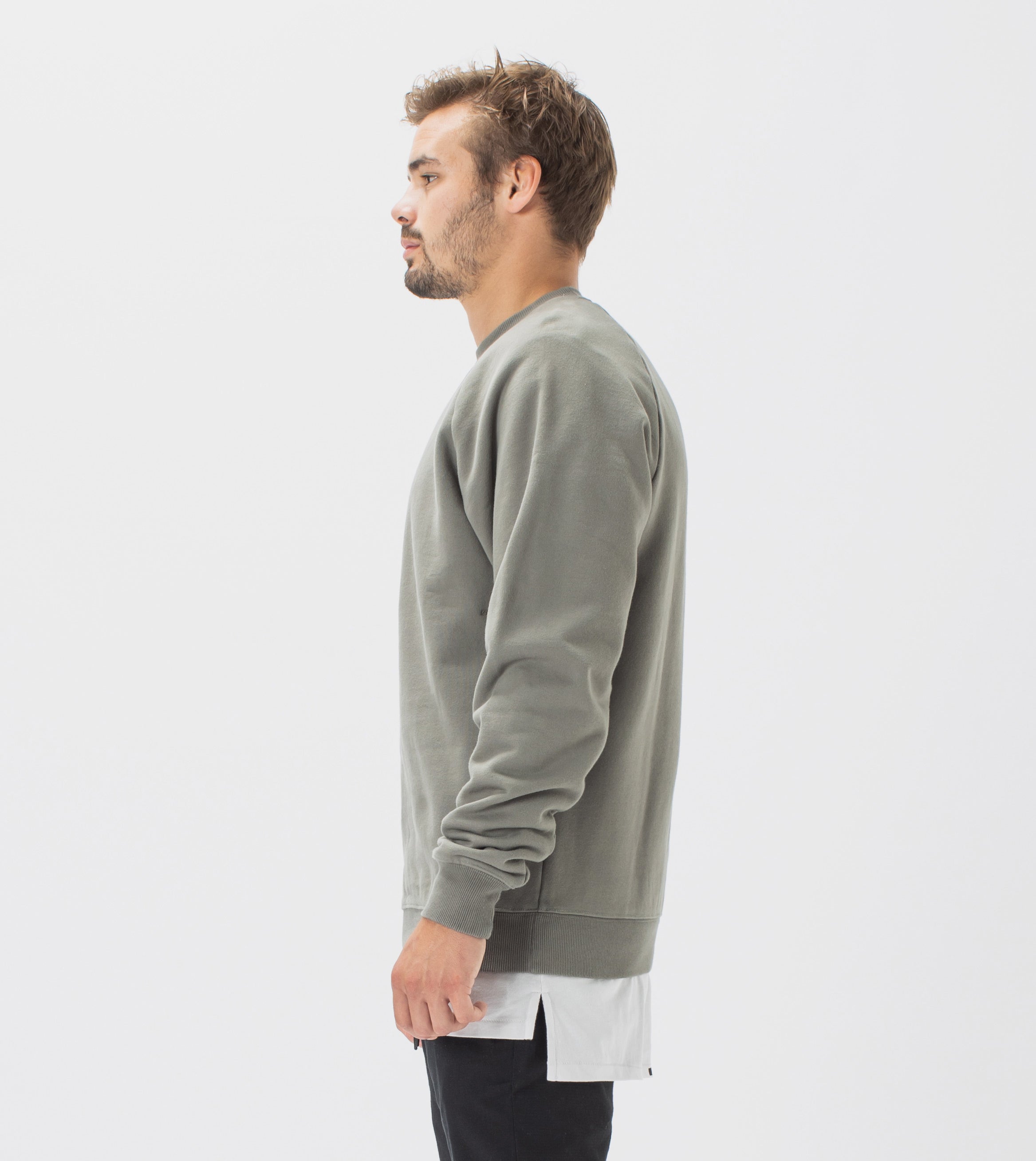 Lowgo Raglan Crew Sweat Dk Moss