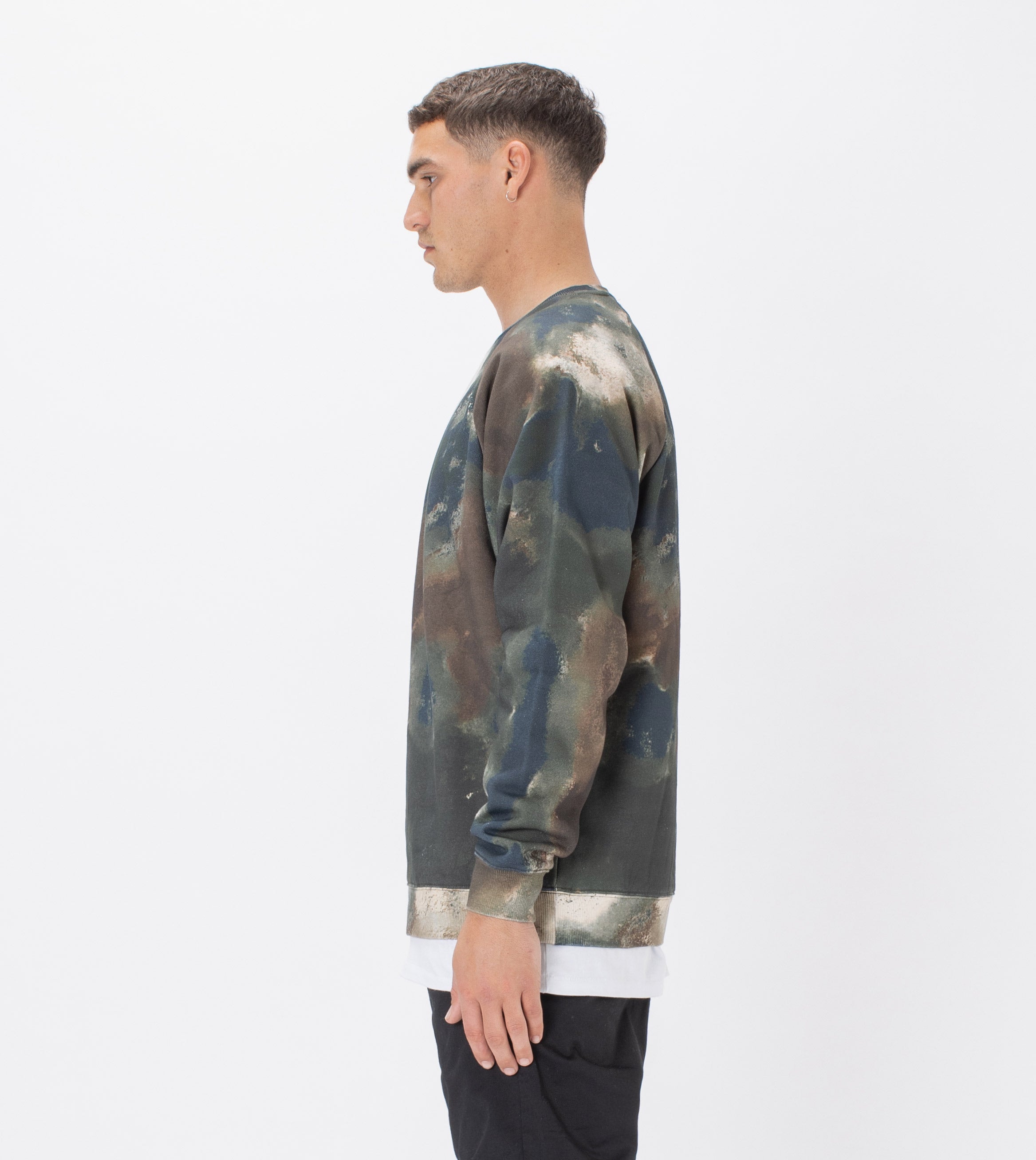 Lowgo Raglan Crew Sweat Washed Camo