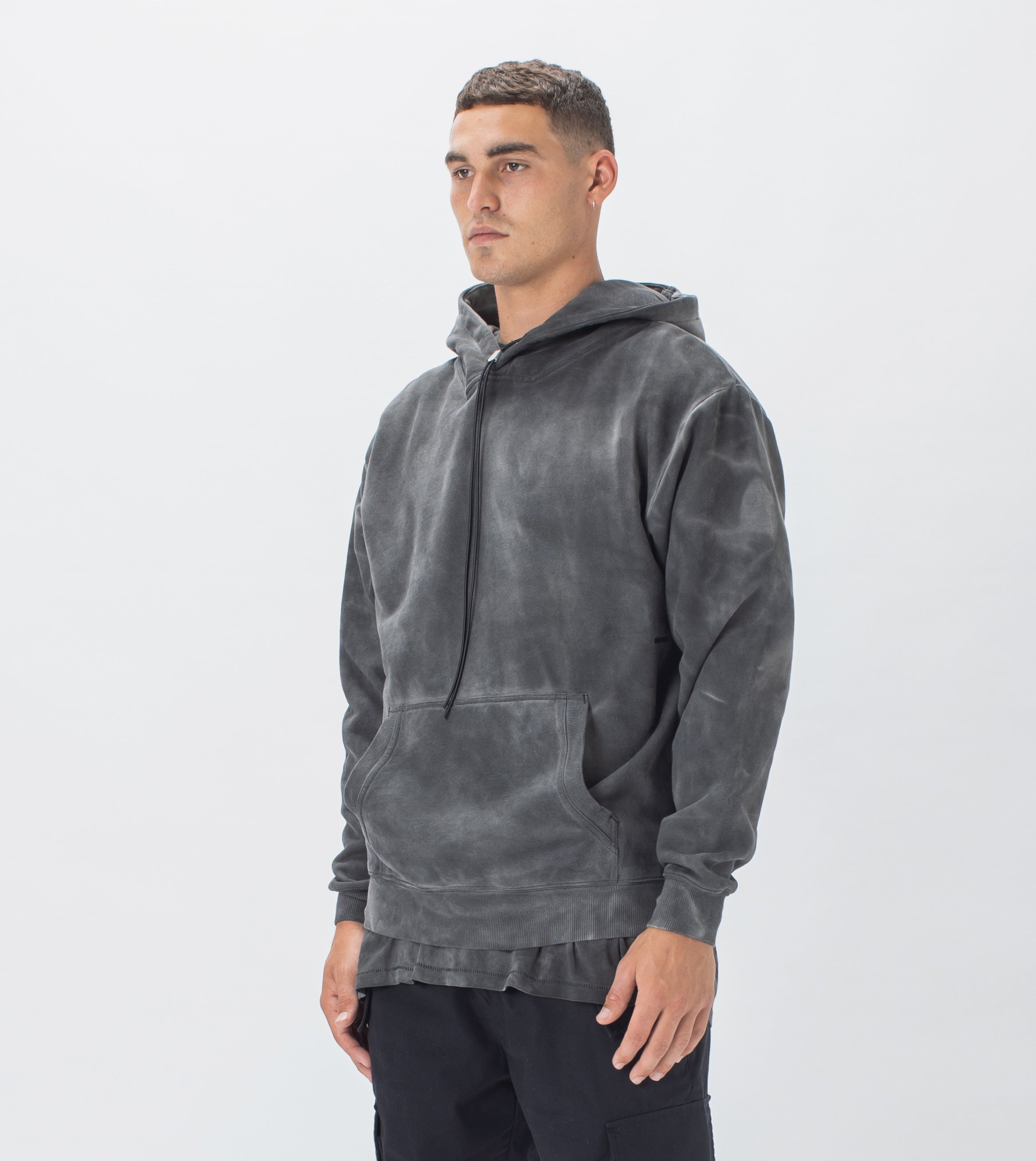 Marble Lowgo Hood Sweat GD Black