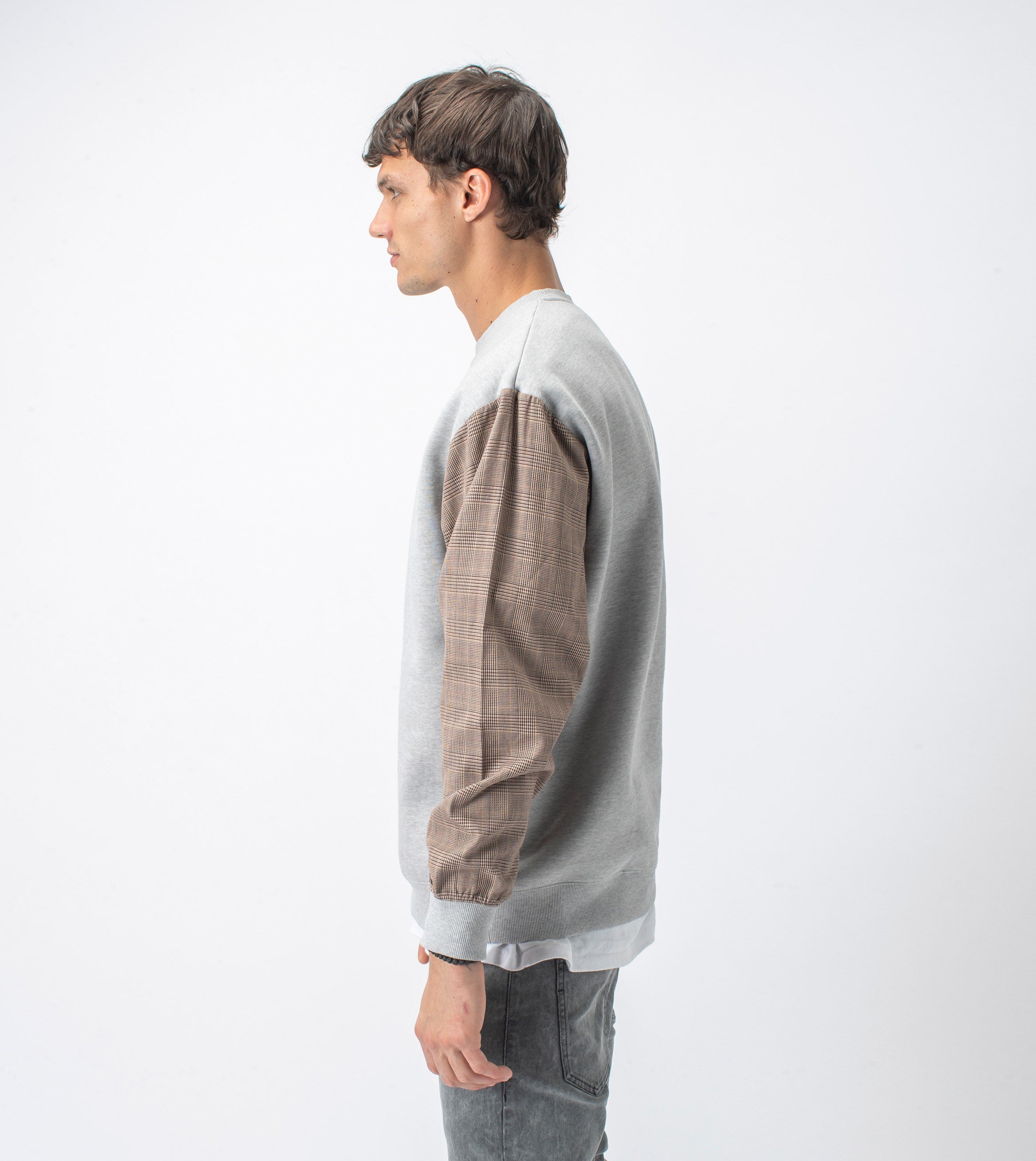 Media Crew Sweat Silver Marle/Timber