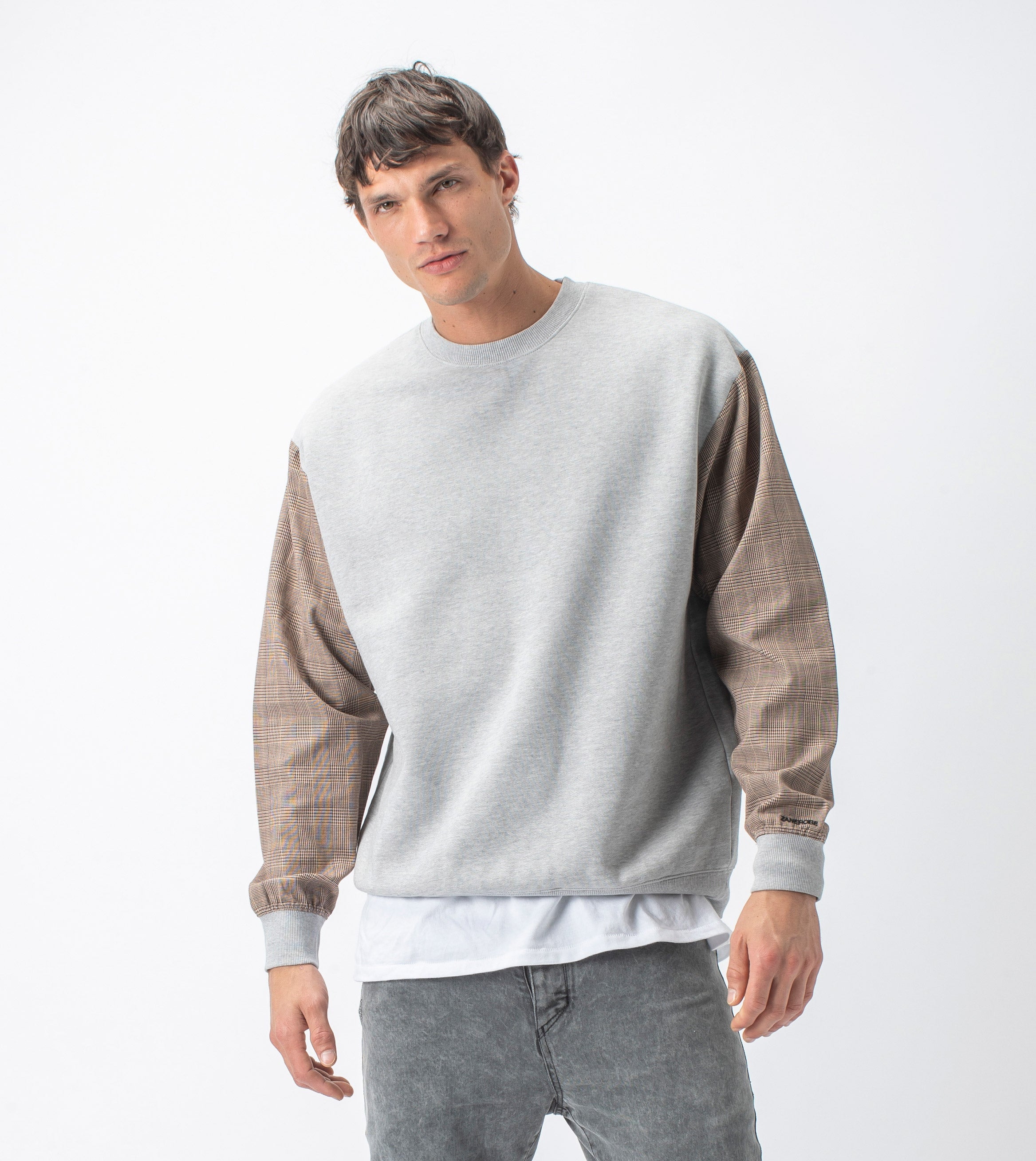 Media Crew Sweat Silver Marle/Timber