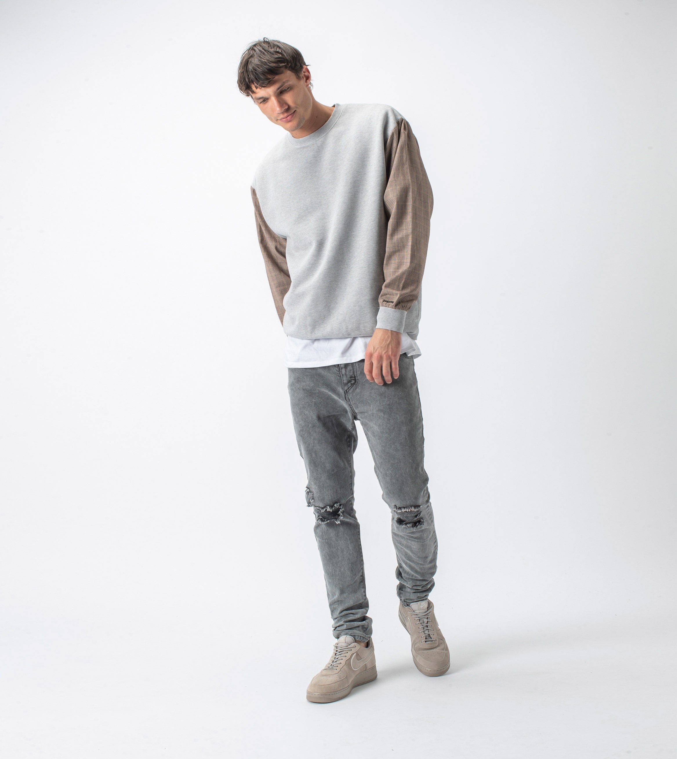 Media Crew Sweat Silver Marle/Timber