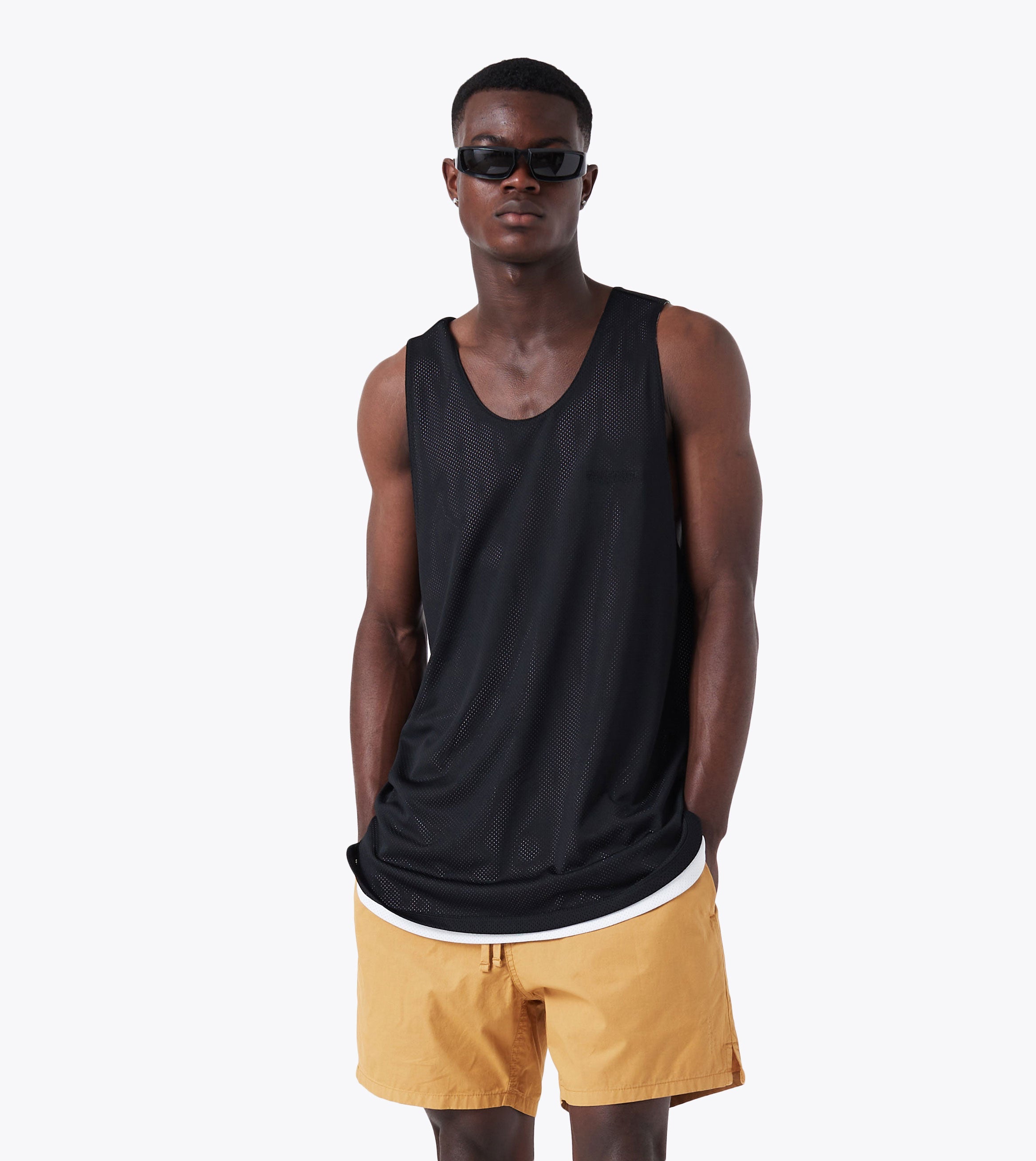 Mesh Rugger Tank Black