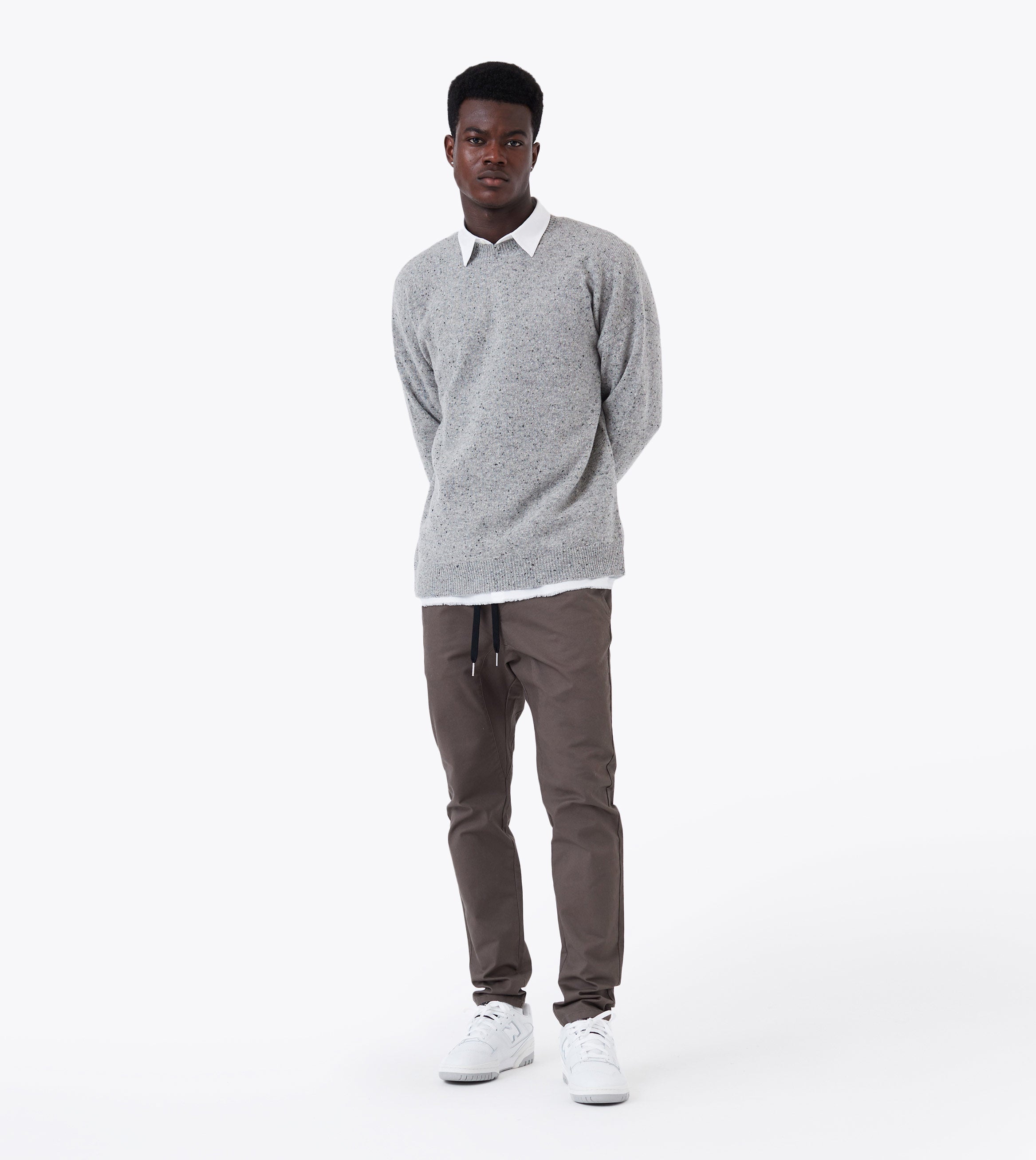 OS Crew Knit Grey Flec